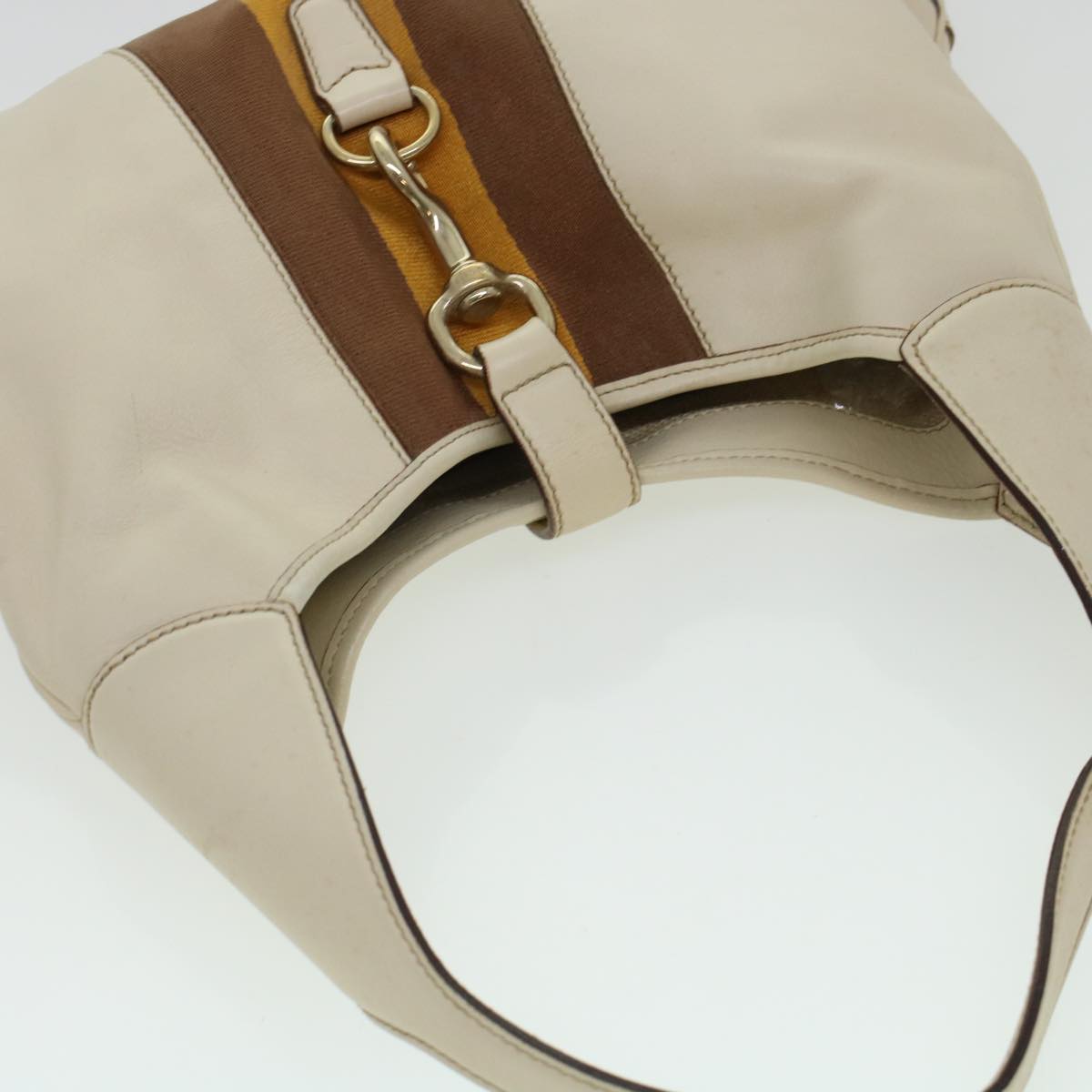 GUCCI Sherry Line Jackie Shoulder Bag Leather Beige Brown 153029 uy125