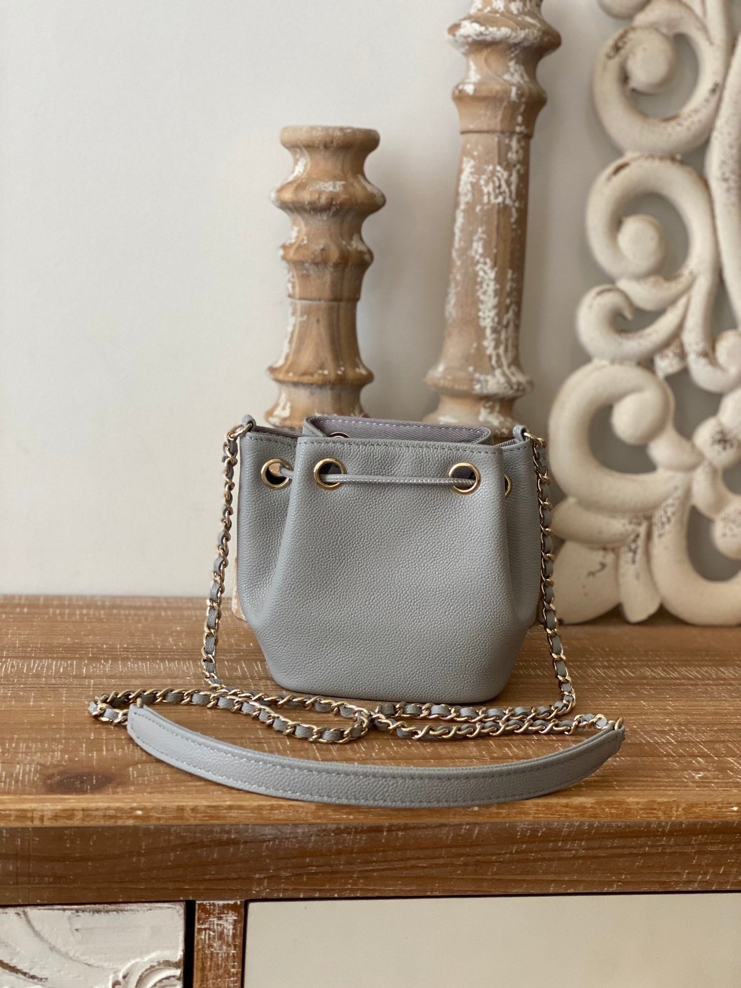 CHLMini Bucket Bag With Strap Gray For Women, Women’s Bags 4.9in/12.5cm