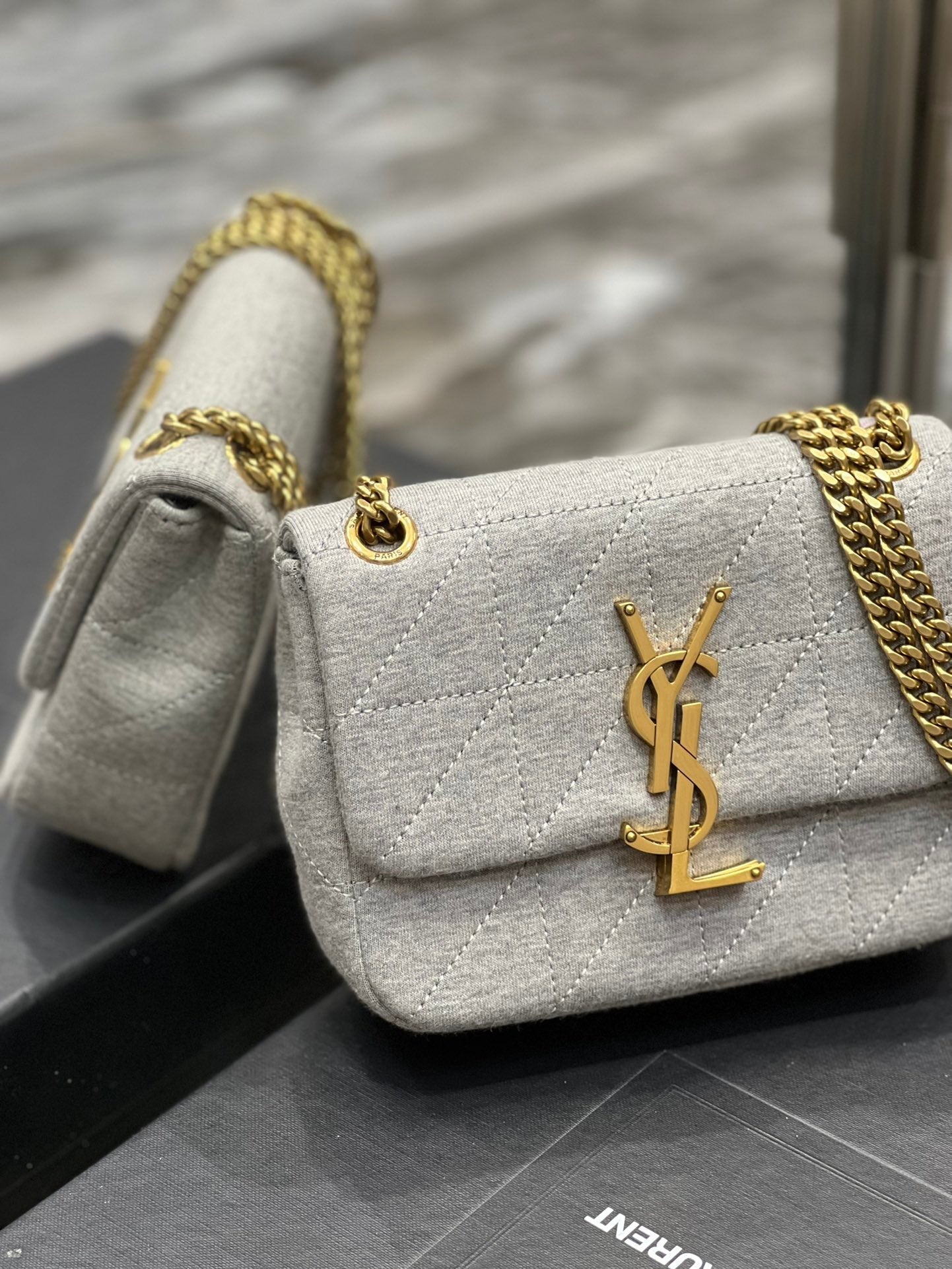 GLAMI Jamie Mini Chain Bag Grey For Women, Women’s Bags 6.9in/17.5cm YSL 6981622F9271407