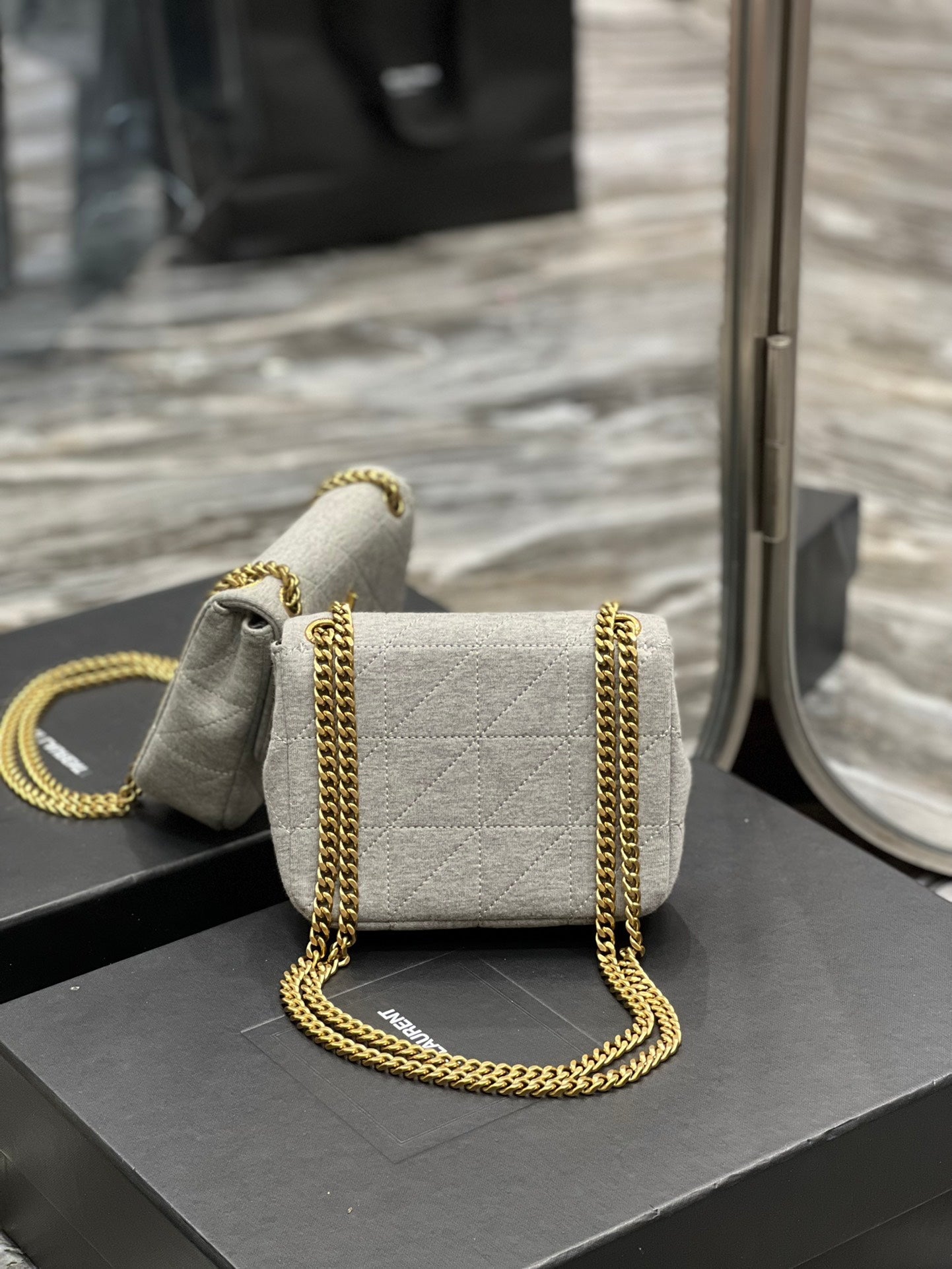 GLAMI Jamie Mini Chain Bag Grey For Women, Women’s Bags 6.9in/17.5cm YSL 6981622F9271407