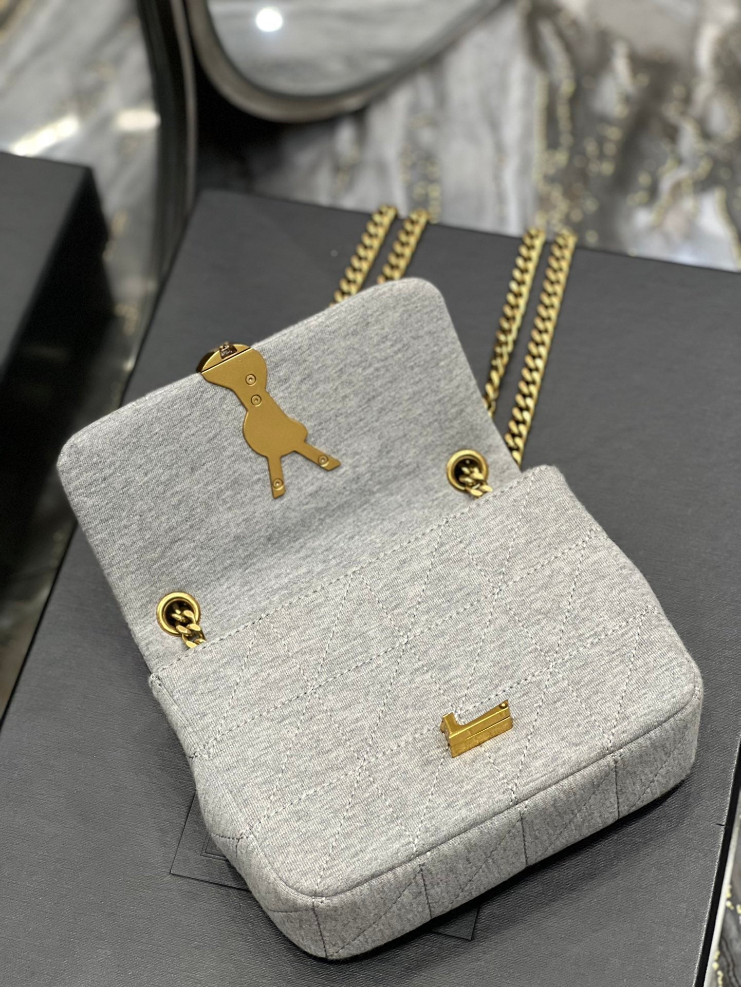 GLAMI Jamie Mini Chain Bag Grey For Women, Women’s Bags 6.9in/17.5cm YSL 6981622F9271407