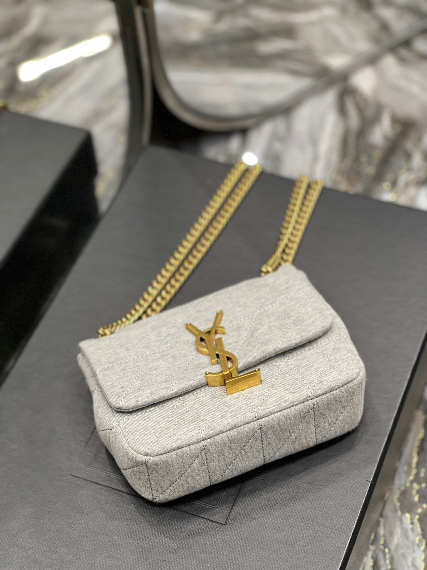 GLAMI Jamie Mini Chain Bag Grey For Women, Women’s Bags 6.9in/17.5cm YSL 6981622F9271407