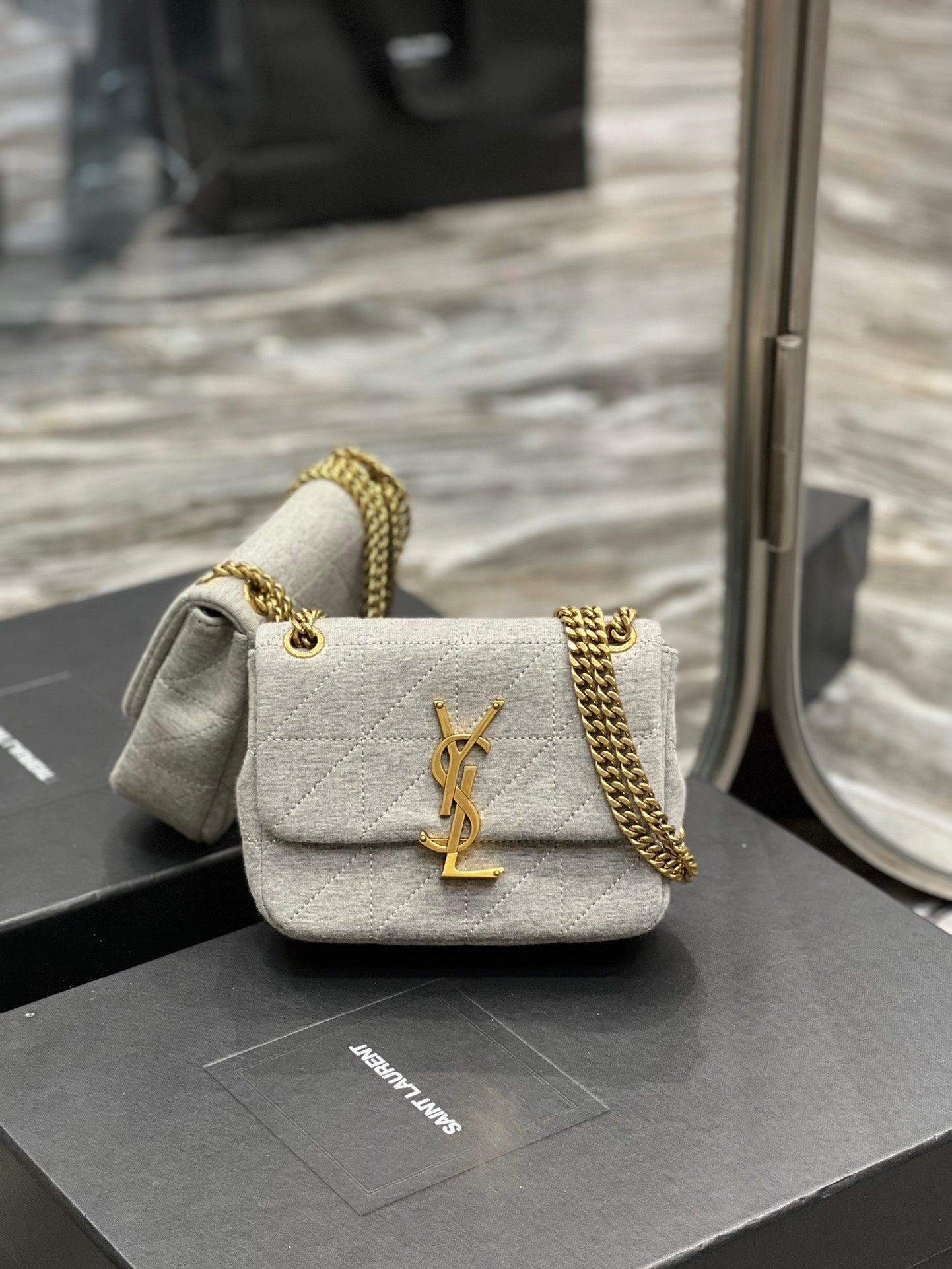 GLAMI Jamie Mini Chain Bag Grey For Women, Women’s Bags 6.9in/17.5cm YSL 6981622F9271407