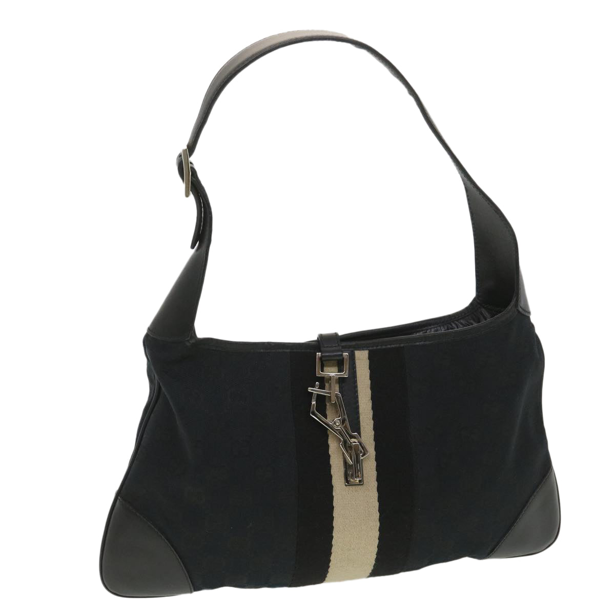 GUCCI GG Canvas Sherry Line Shoulder Bag Black Beige 001 4057 002058 yb019