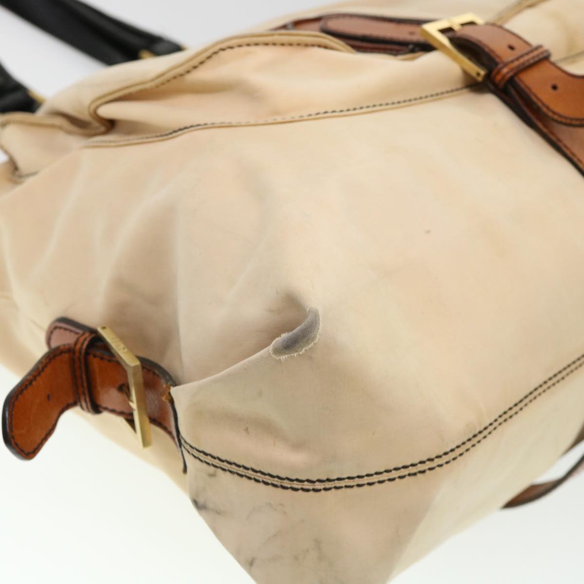 FENDI Shoulder Bag Canvas Beige yb042