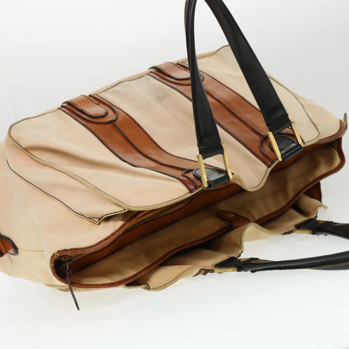 FENDI Shoulder Bag Canvas Beige yb042