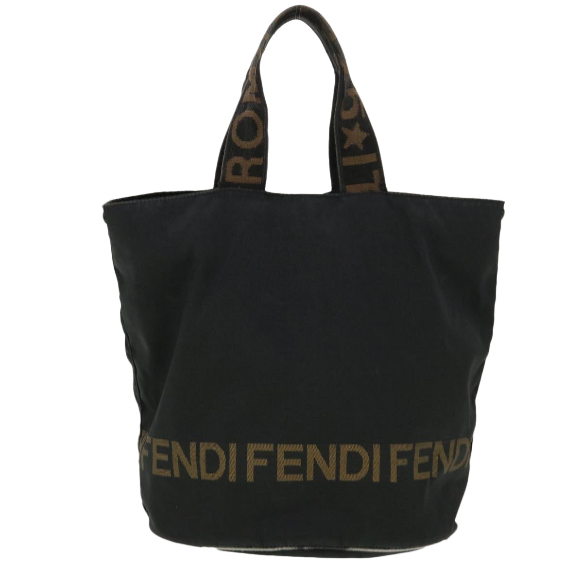 FENDI Hand Bag Nylon Brown Black yb047