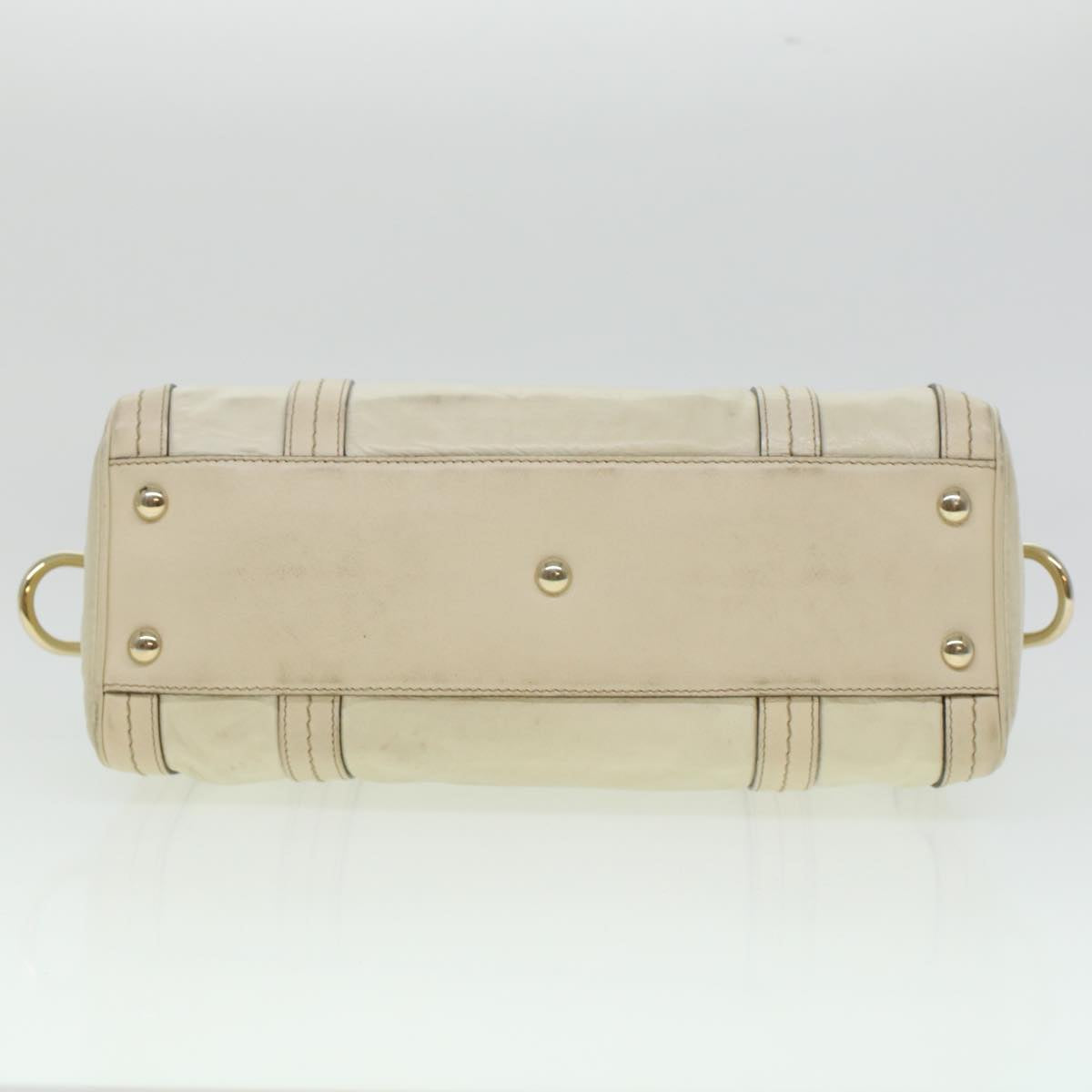 GUCCI Boston Bag Leather White 181487 yb122