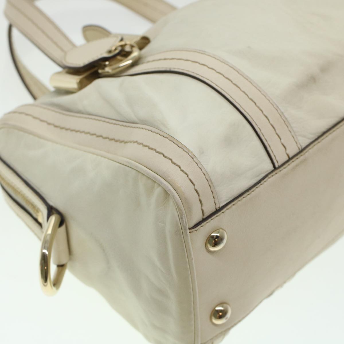 GUCCI Boston Bag Leather White 181487 yb122