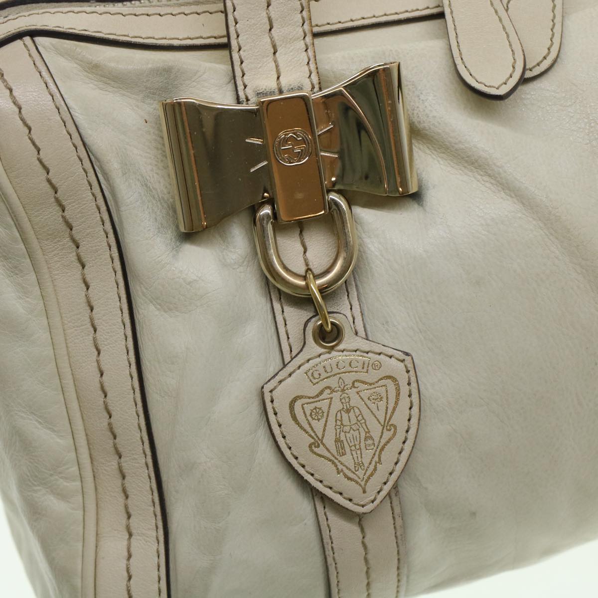 GUCCI Boston Bag Leather White 181487 yb122