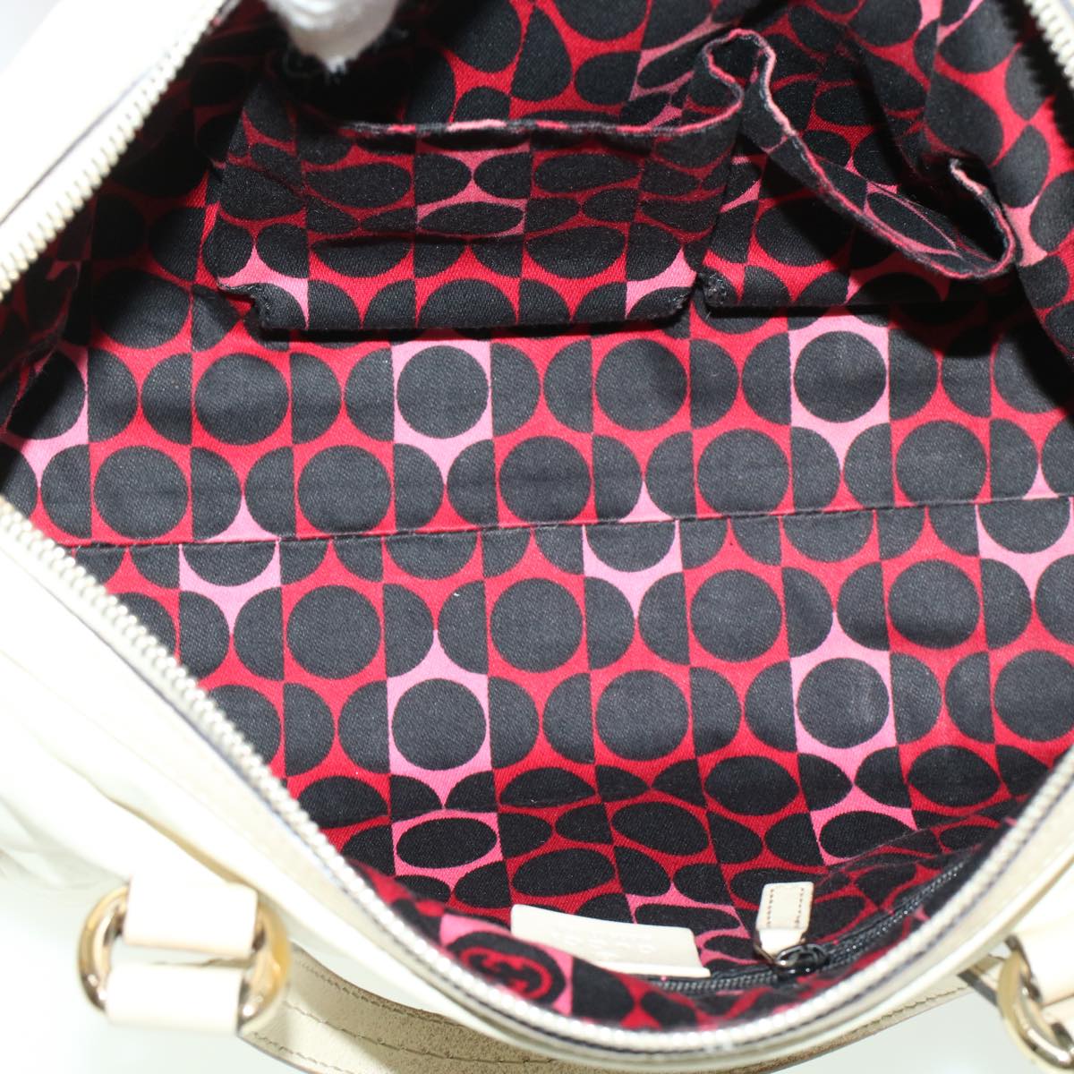 GUCCI Boston Bag Leather White 181487 yb122