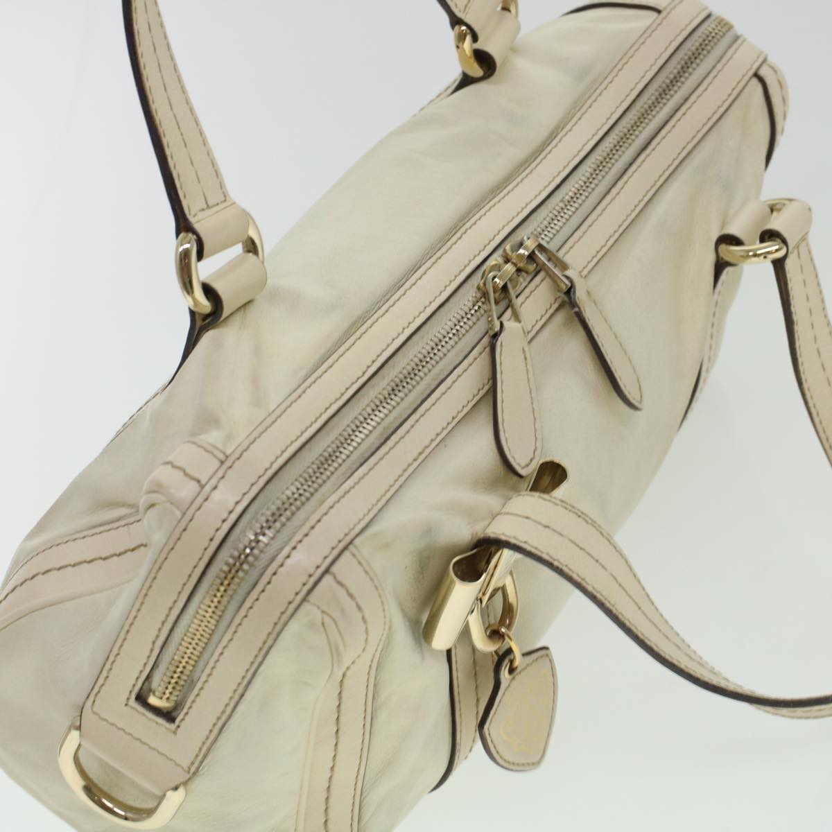 GUCCI Boston Bag Leather White 181487 yb122