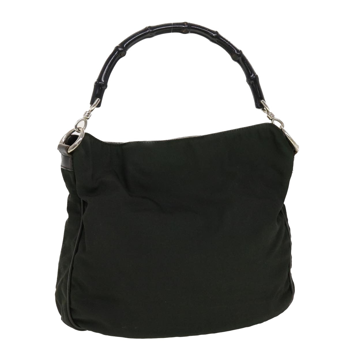 GUCCI Bamboo Shoulder Bag Nylon Green 001•1638 002058 yb153