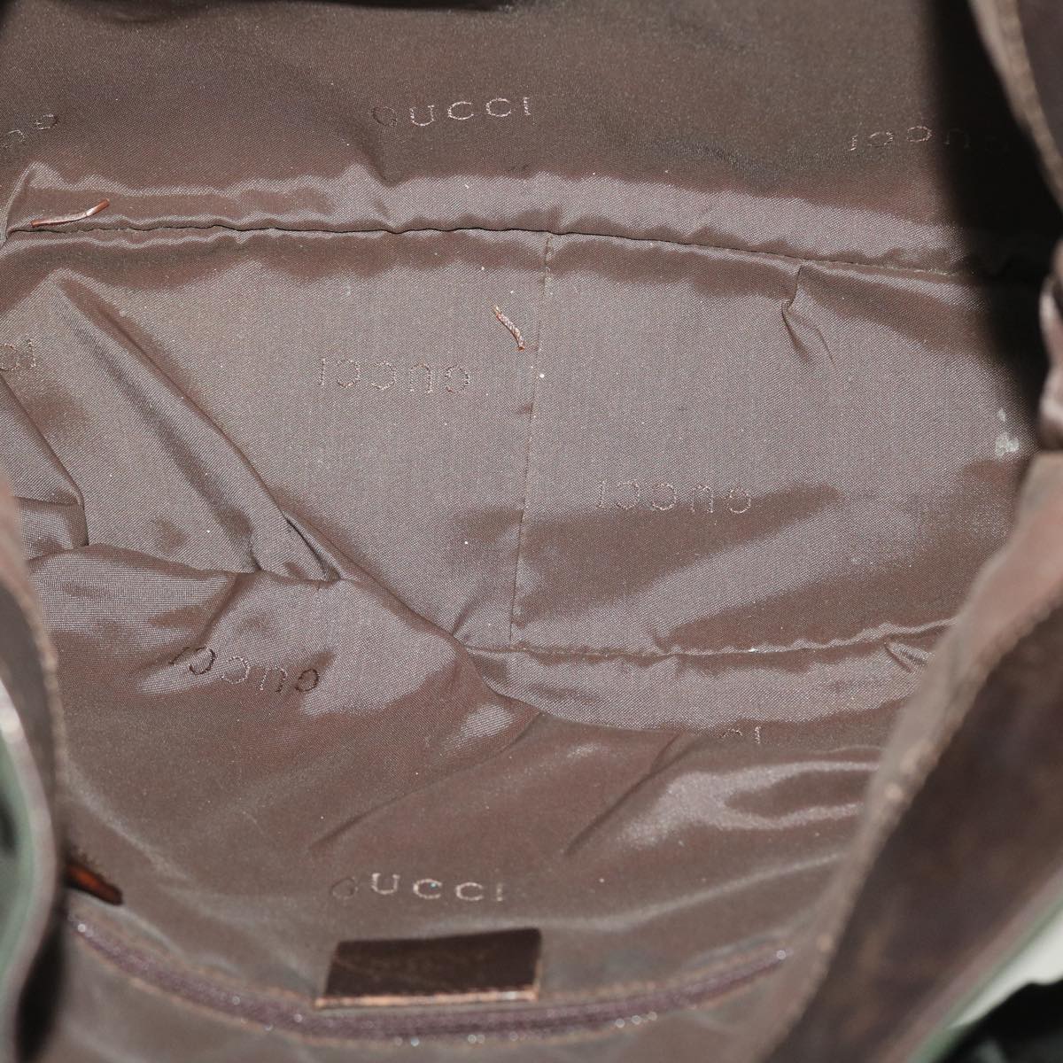 GUCCI Bamboo Shoulder Bag Nylon Green 001•1638 002058 yb153