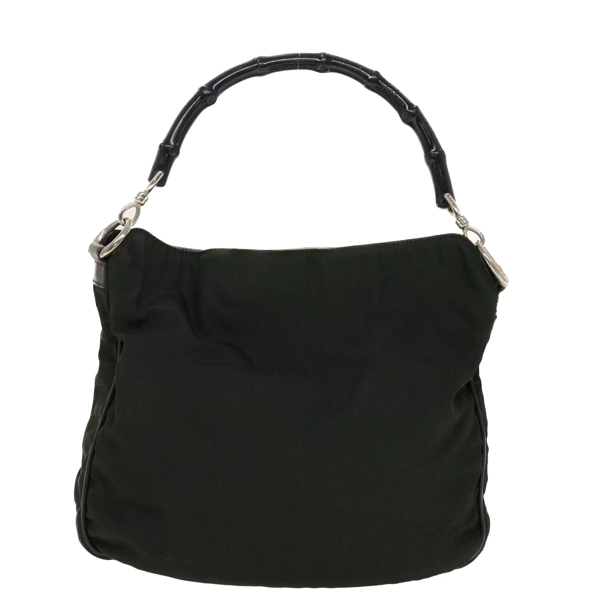 GUCCI Bamboo Shoulder Bag Nylon Green 001•1638 002058 yb153