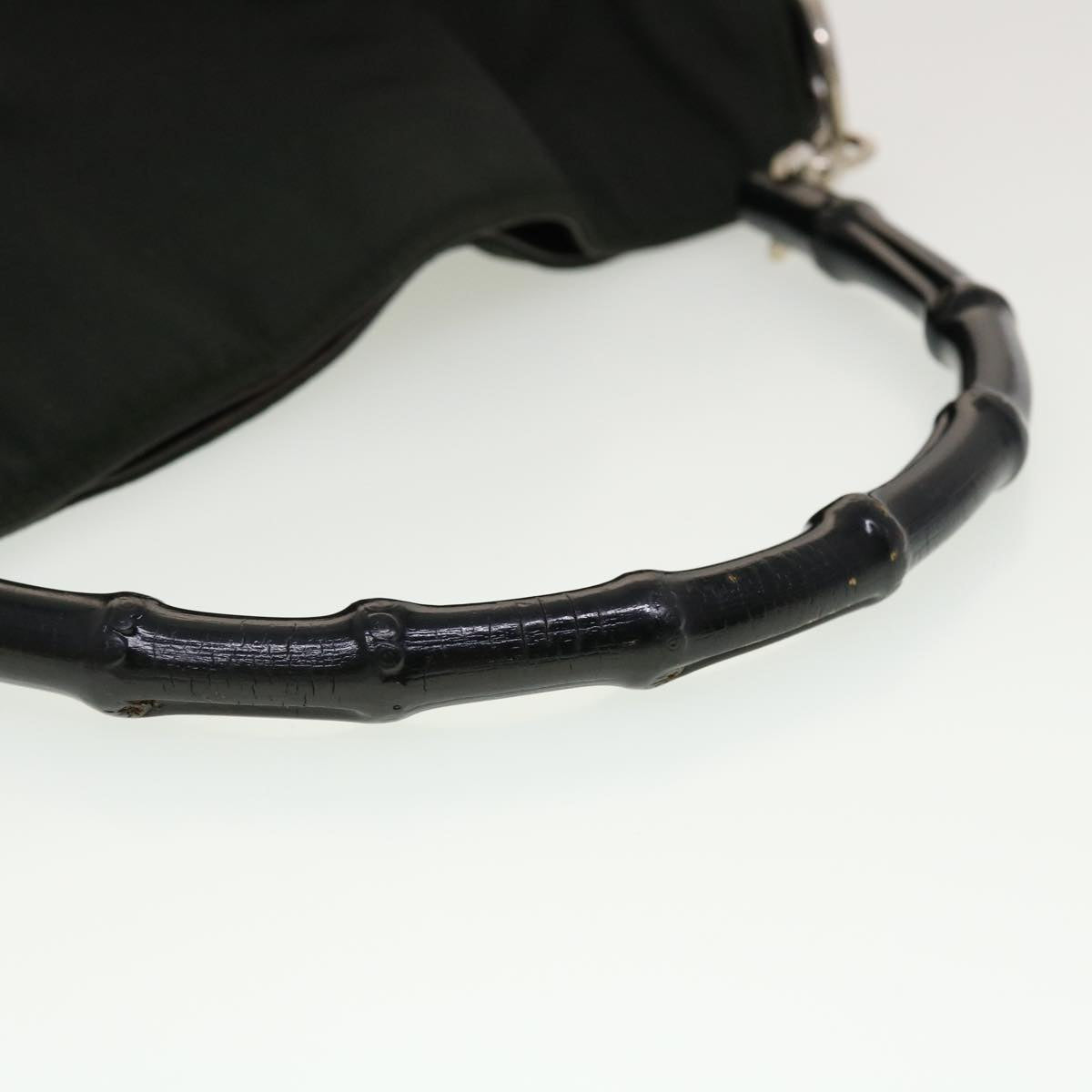 GUCCI Bamboo Shoulder Bag Nylon Green 001•1638 002058 yb153