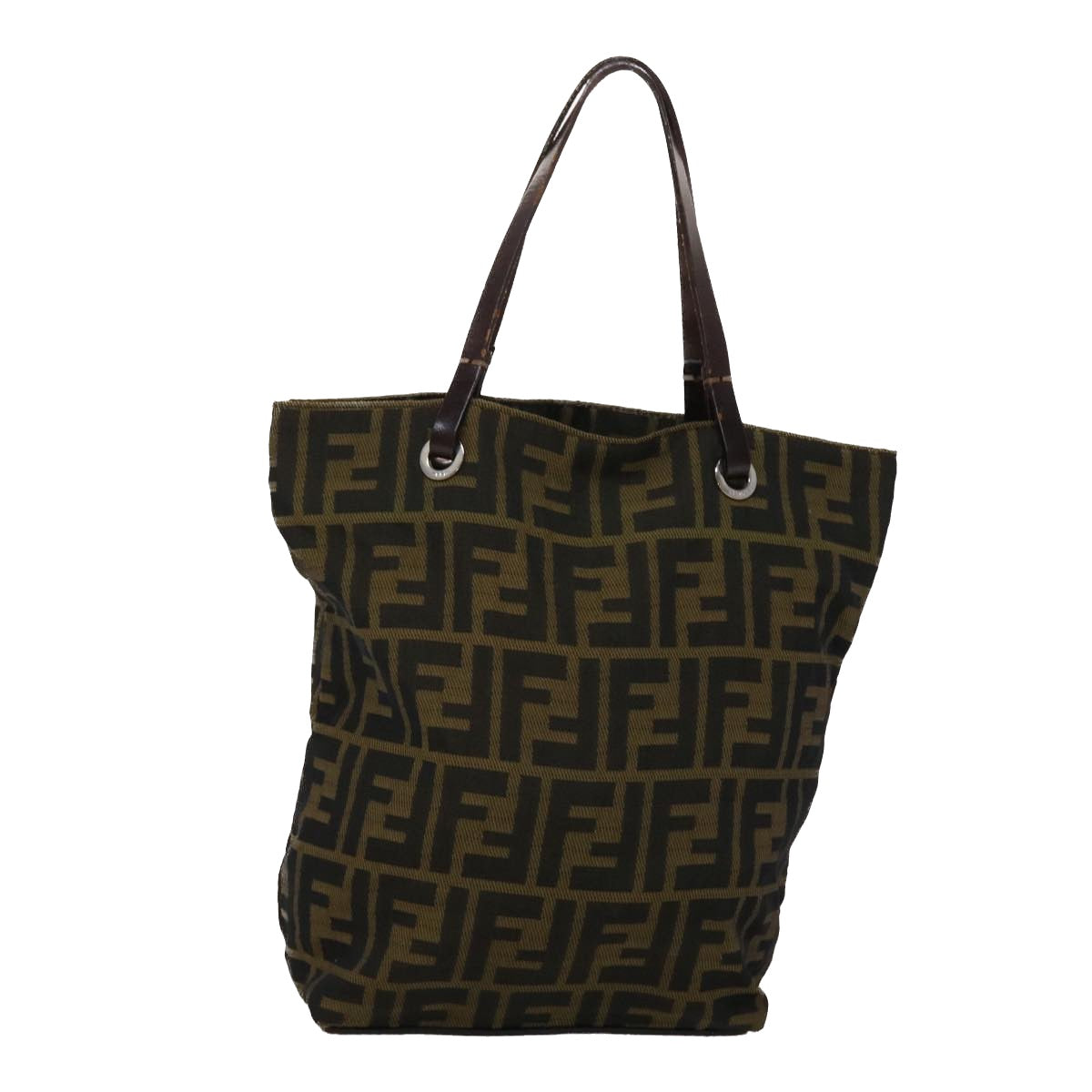 FENDI Zucca Canvas Hand Bag Black Brown yb171