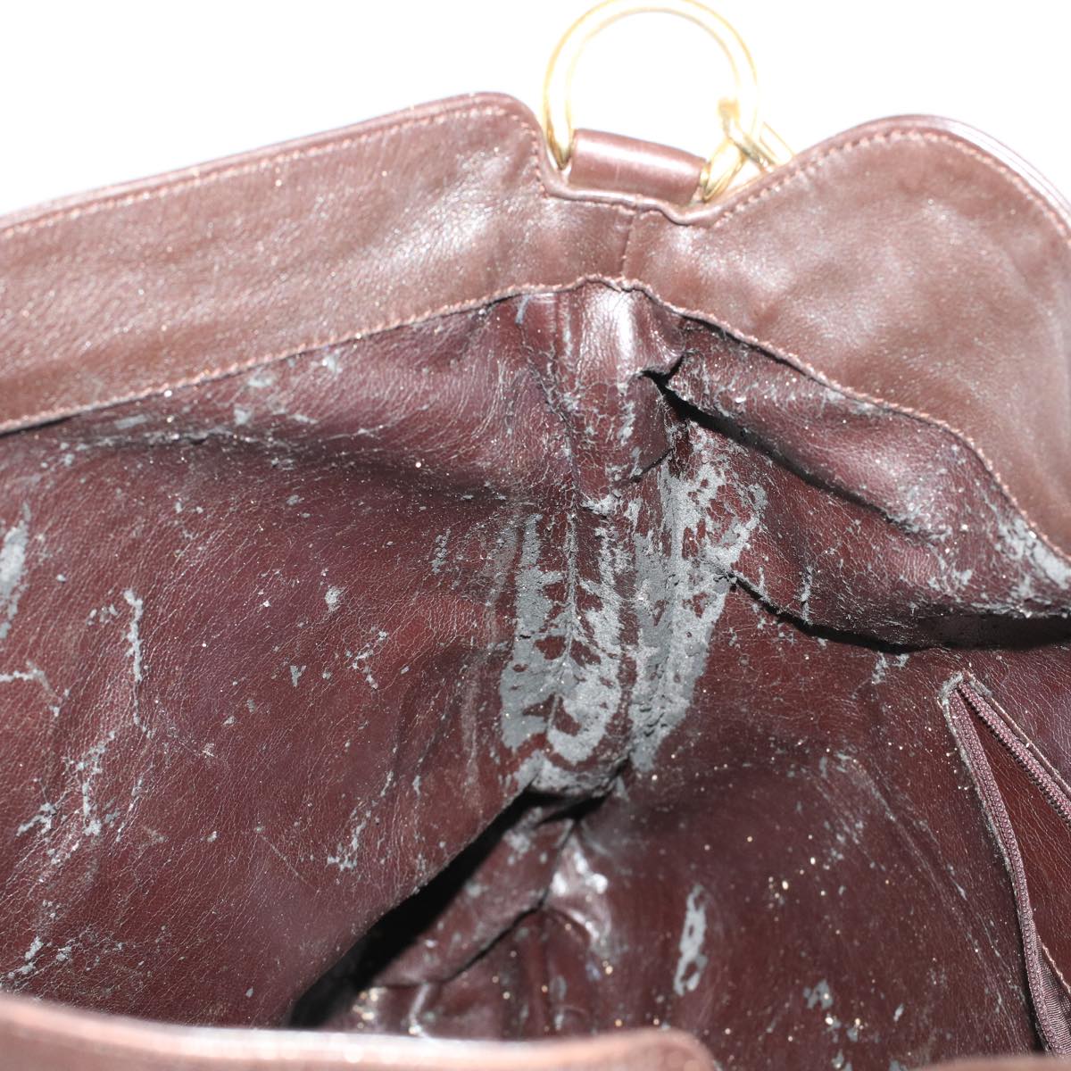 GUCCI Bamboo Hand Bag Leather 2way Shoulder Bag Brown 0011577 yb187