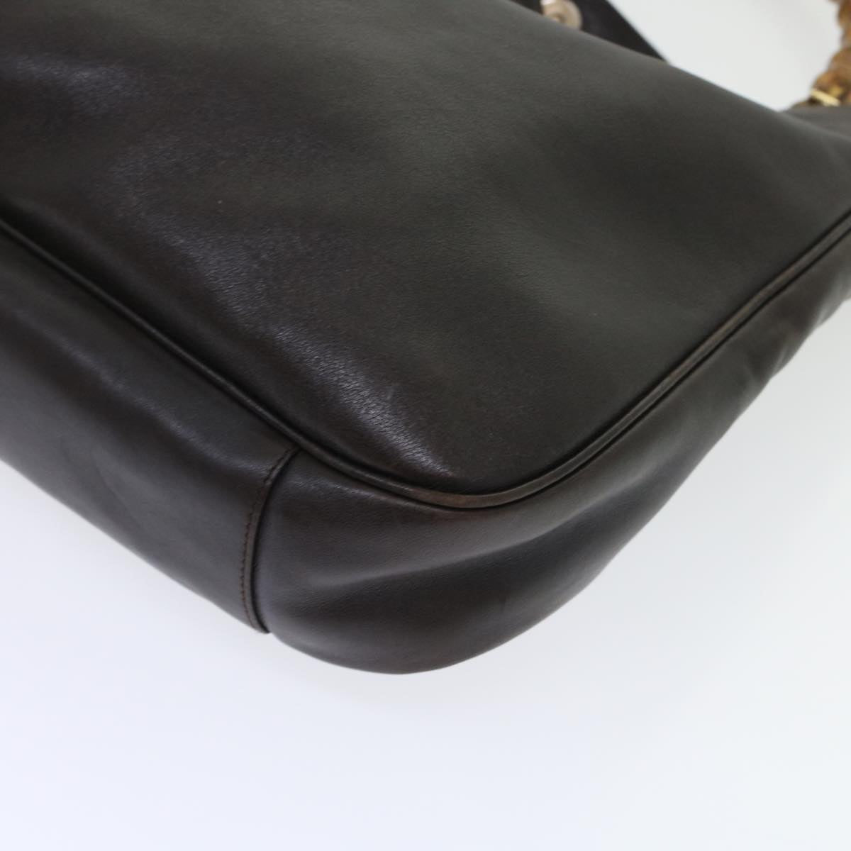 GUCCI Bamboo Hand Bag Leather 2way Shoulder Bag Brown 0011577 yb187