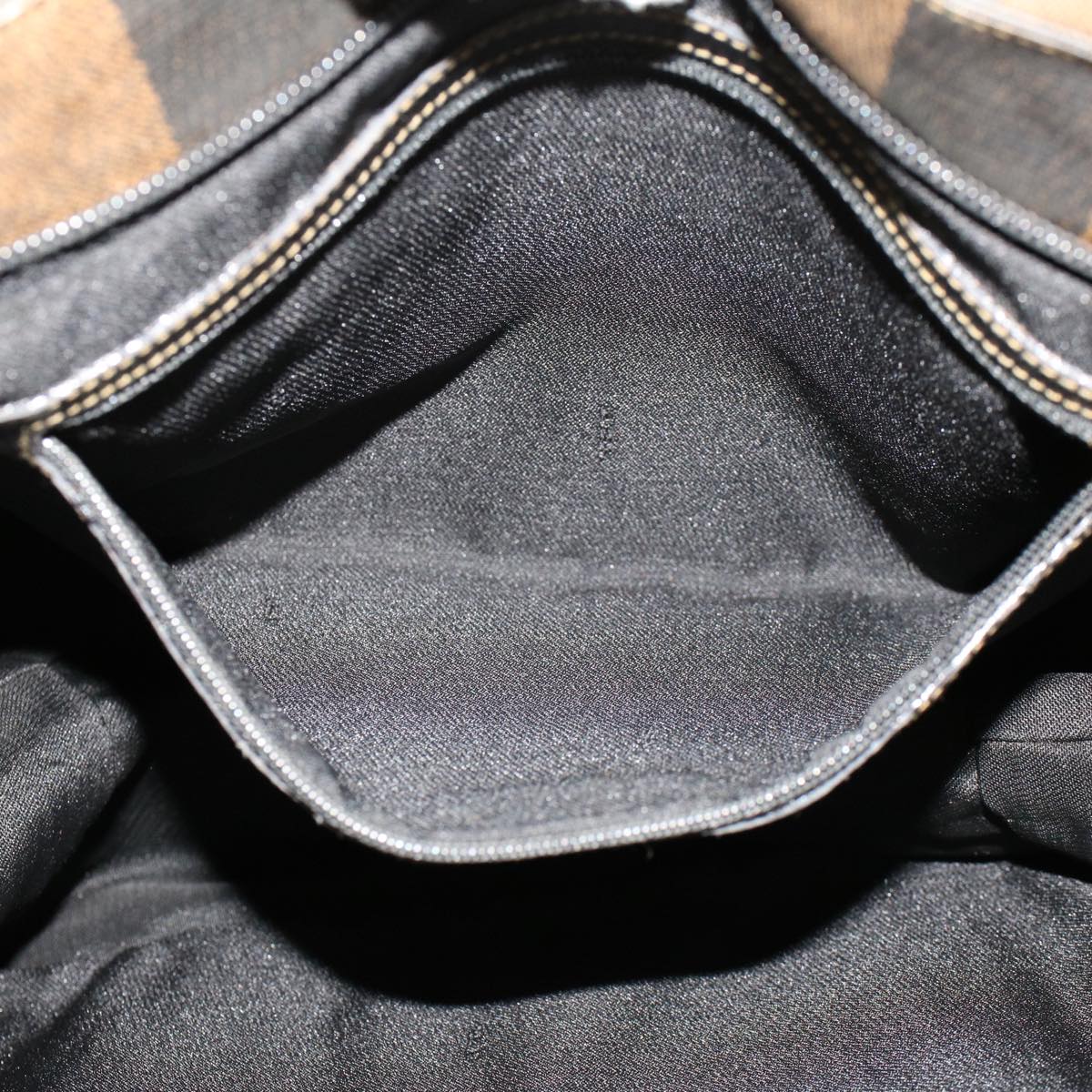 FENDI Pecan Canvas Pouch Hand Bag 3Set Black Brown yb206