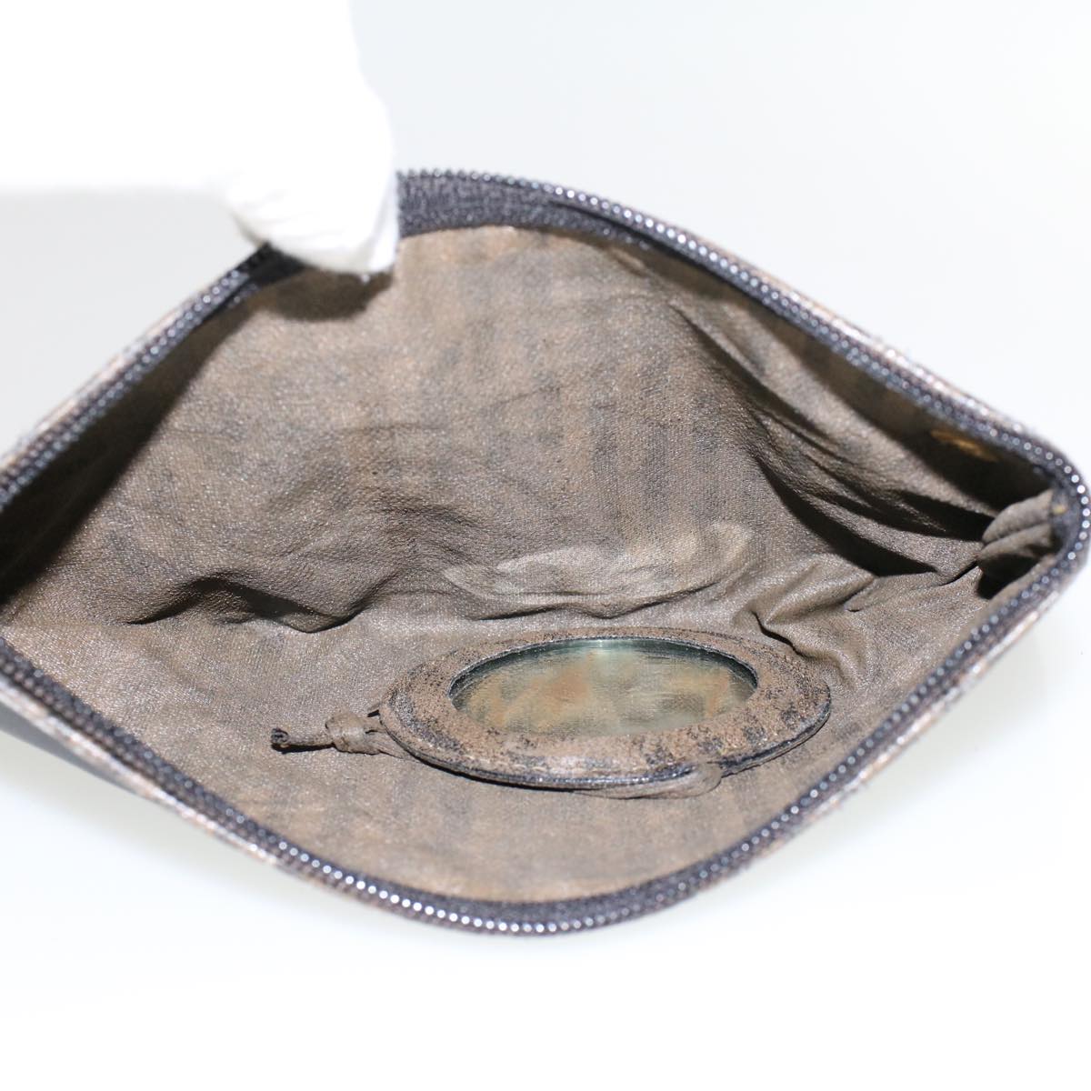 FENDI Pecan Canvas Pouch Hand Bag 3Set Black Brown yb206