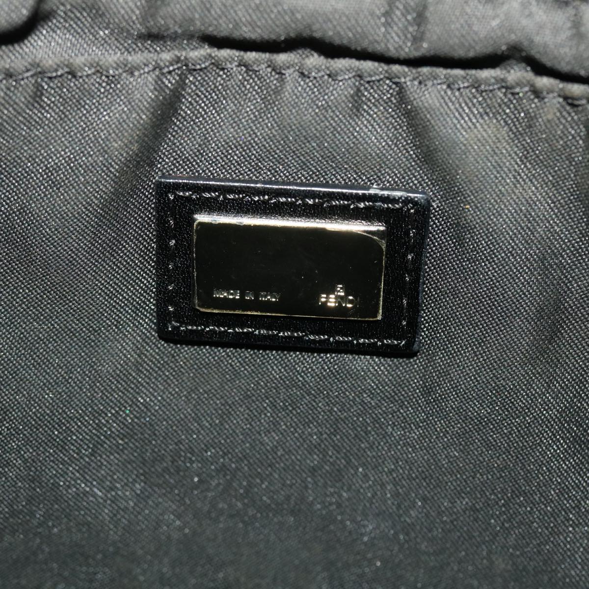 FENDI Zucchino Canvas Shoulder Bag Black yb237