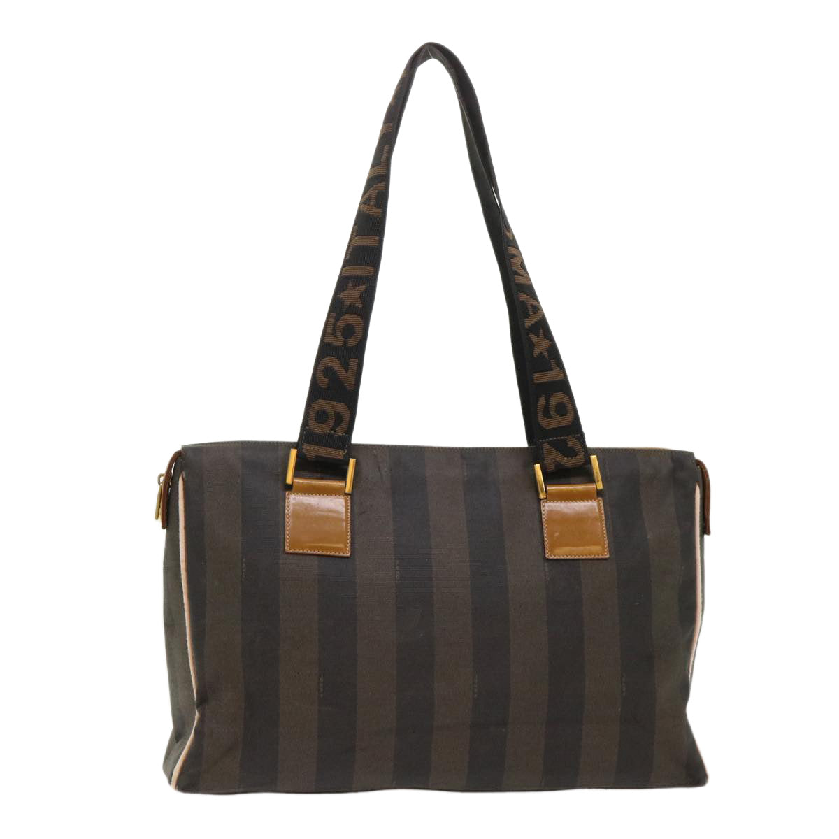 FENDI Pecan Canvas Shoulder Bag Brown Black yb253