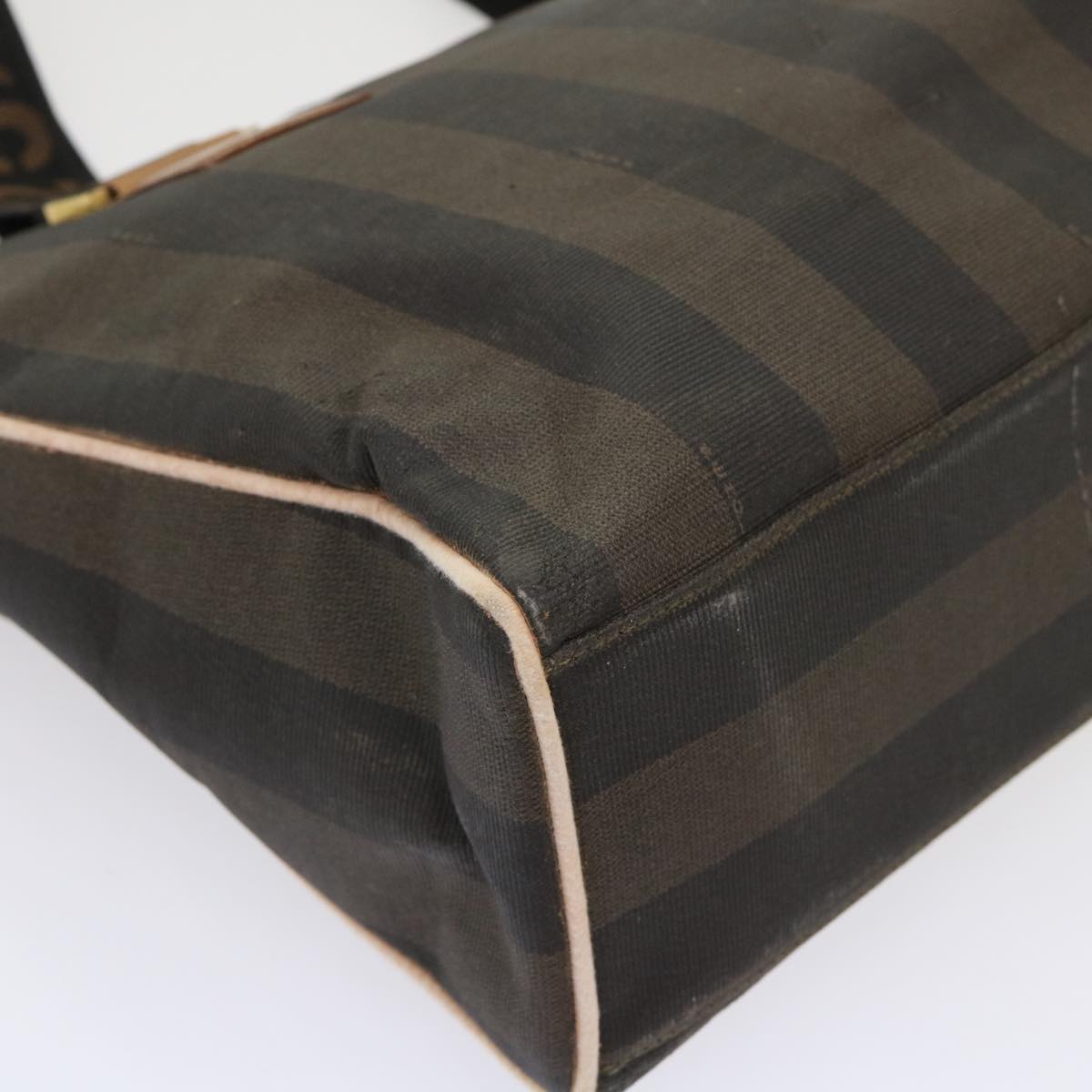 FENDI Pecan Canvas Shoulder Bag Brown Black yb253