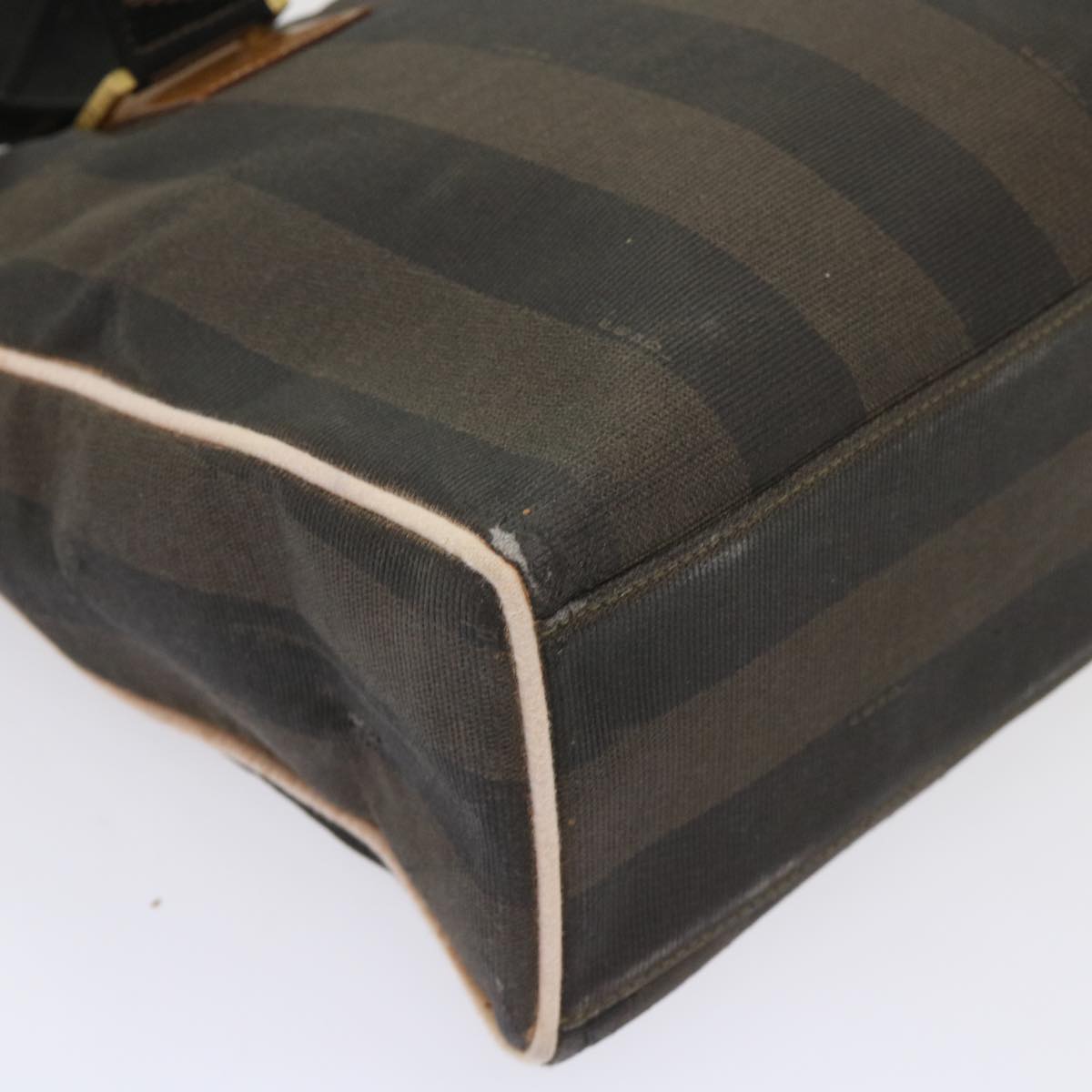 FENDI Pecan Canvas Shoulder Bag Brown Black yb253