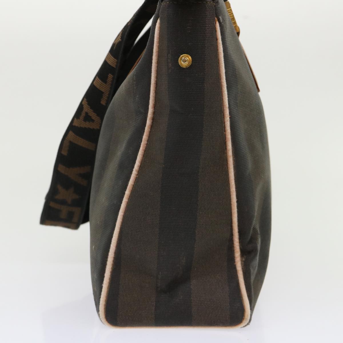 FENDI Pecan Canvas Shoulder Bag Brown Black yb253