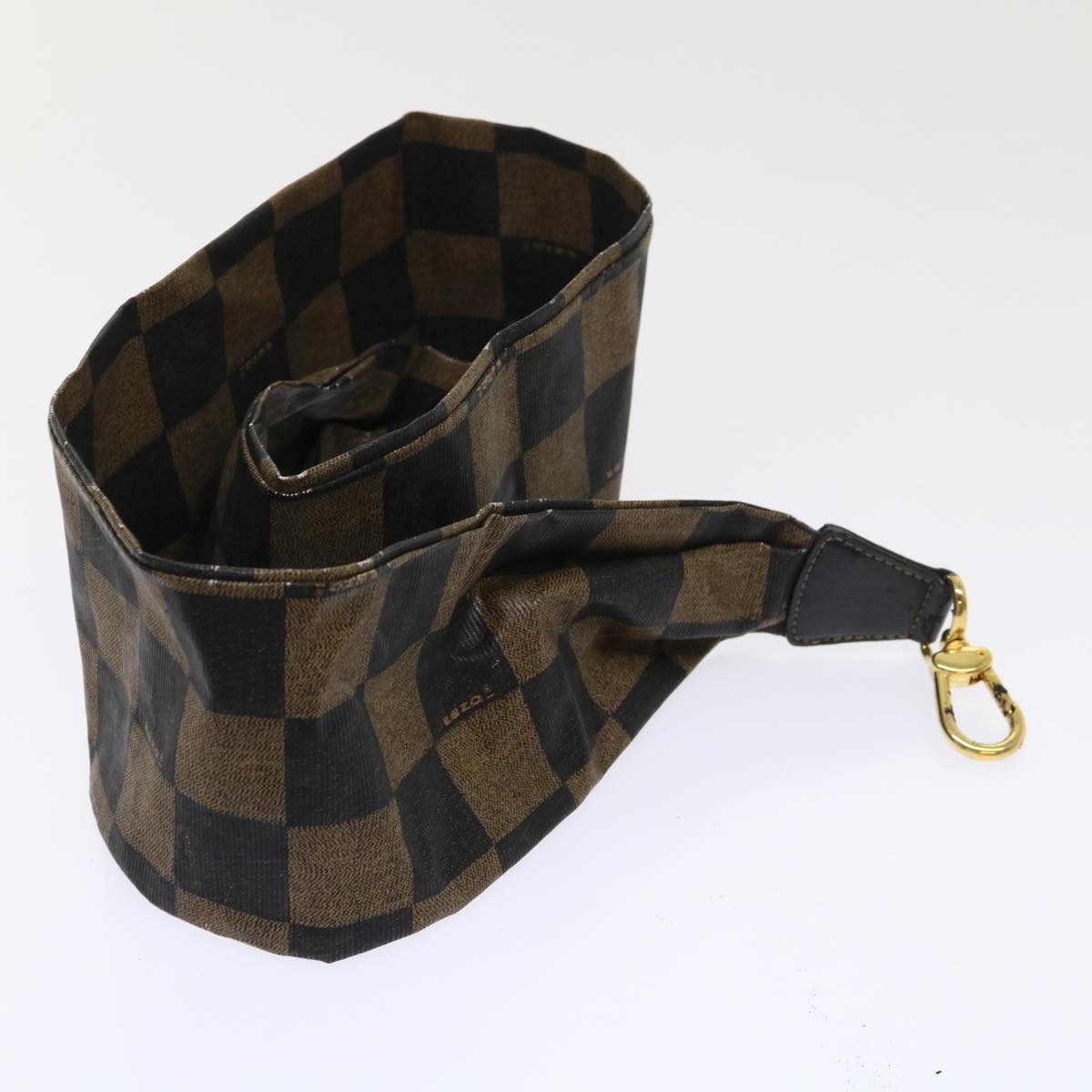 FENDI Pequin Zucchino Canvas Pouch Boston Bag Nylon 4Set Brown Black yb255