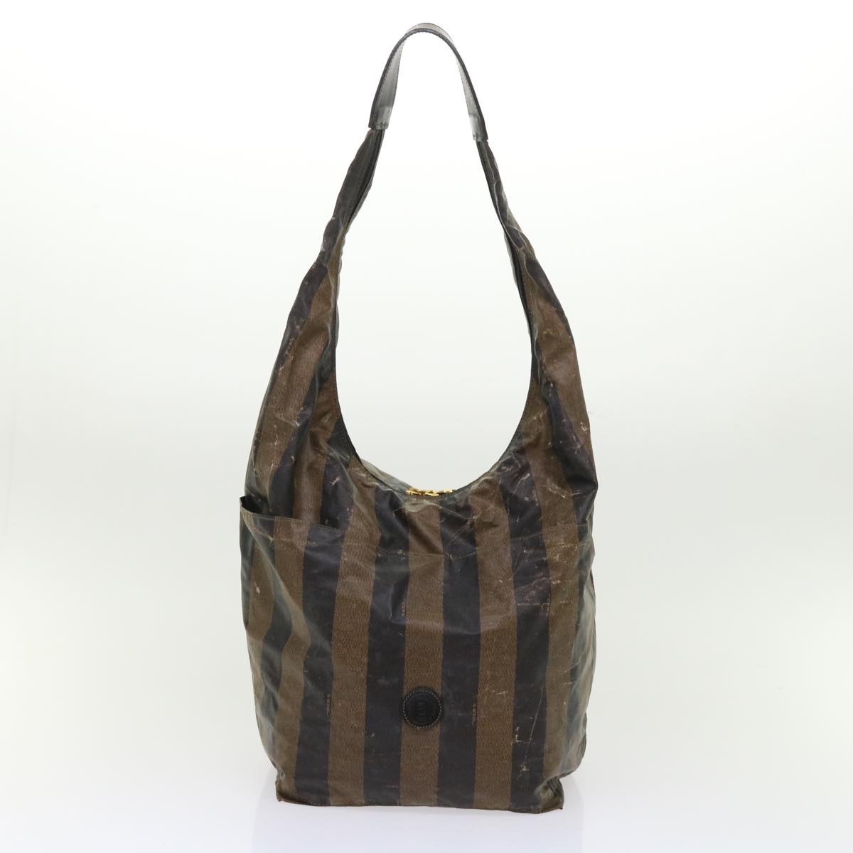 FENDI Pequin Zucchino Canvas Pouch Boston Bag Nylon 4Set Brown Black yb255