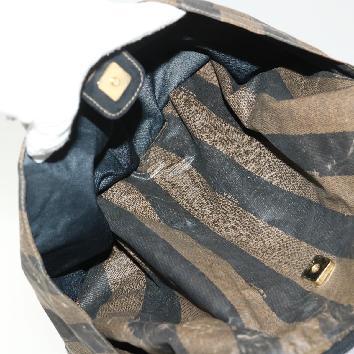 FENDI Pequin Zucchino Canvas Pouch Boston Bag Nylon 4Set Brown Black yb255