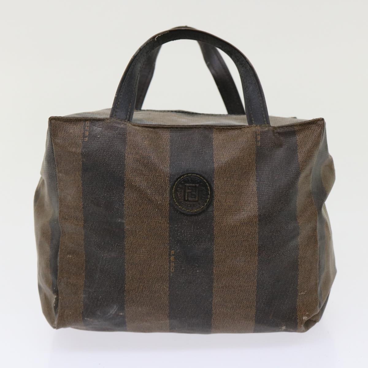 FENDI Pequin Zucchino Canvas Pouch Boston Bag Nylon 4Set Brown Black yb255