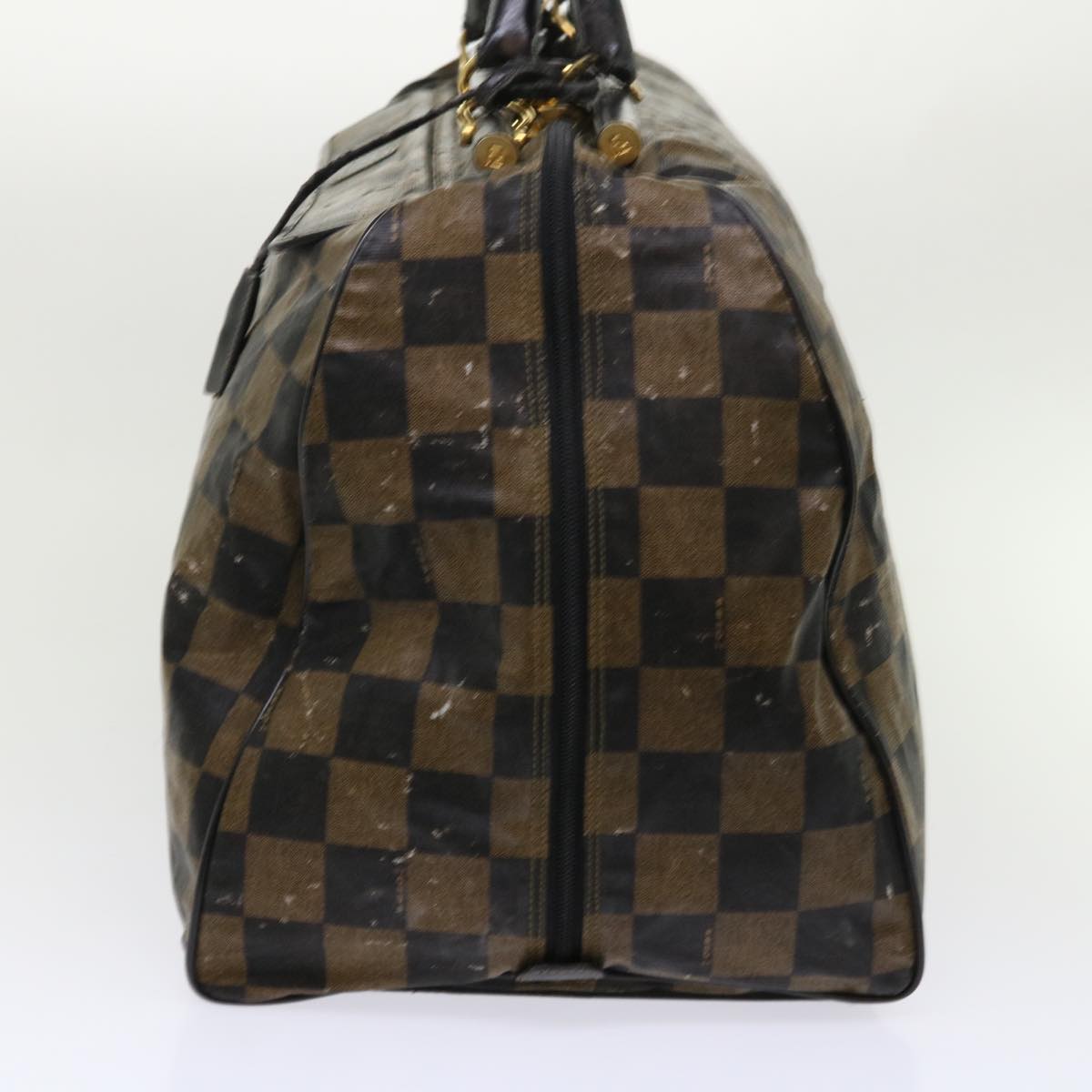 FENDI Pequin Zucchino Canvas Pouch Boston Bag Nylon 4Set Brown Black yb255