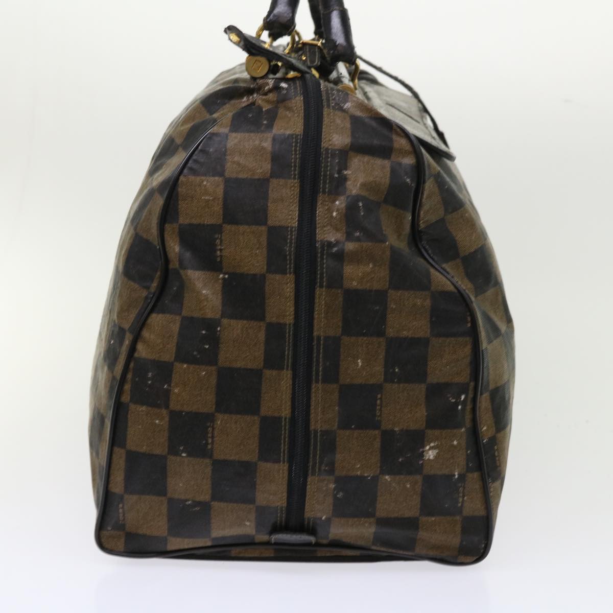 FENDI Pequin Zucchino Canvas Pouch Boston Bag Nylon 4Set Brown Black yb255