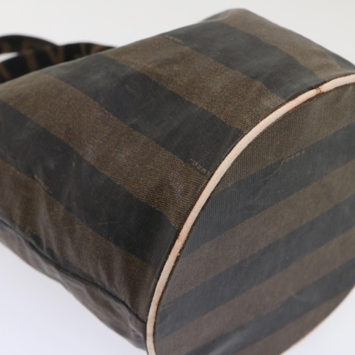 FENDI Pecan Canvas Hand Bag Nylon Brown Black yb256