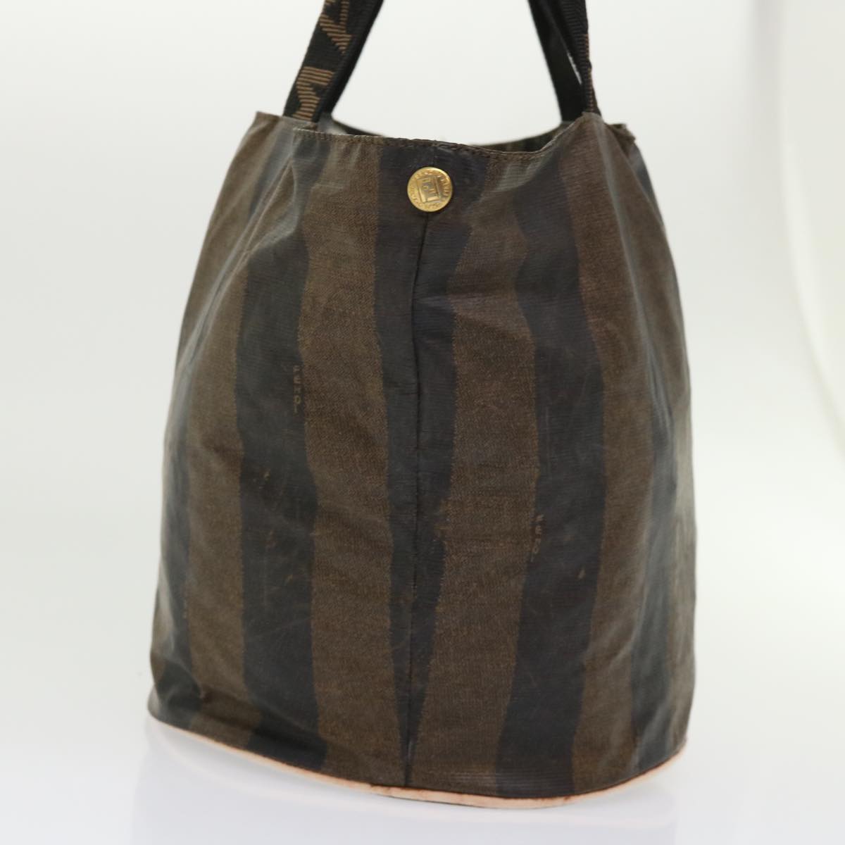 FENDI Pecan Canvas Hand Bag Nylon Brown Black yb256