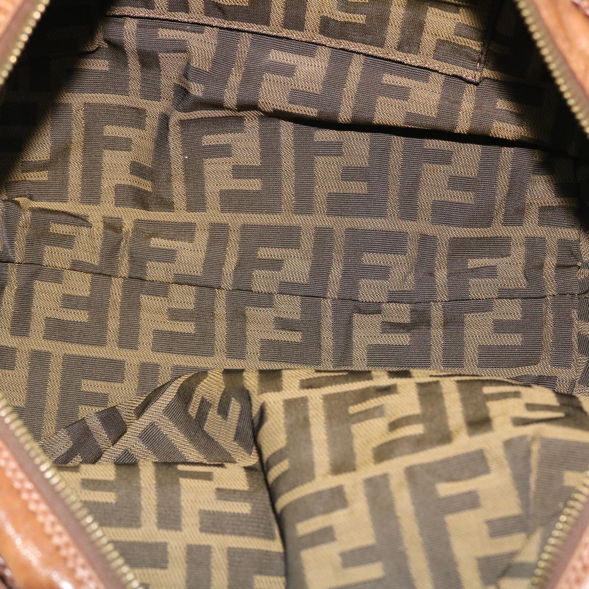 FENDI Spy Hand Bag Leather Brown yb290