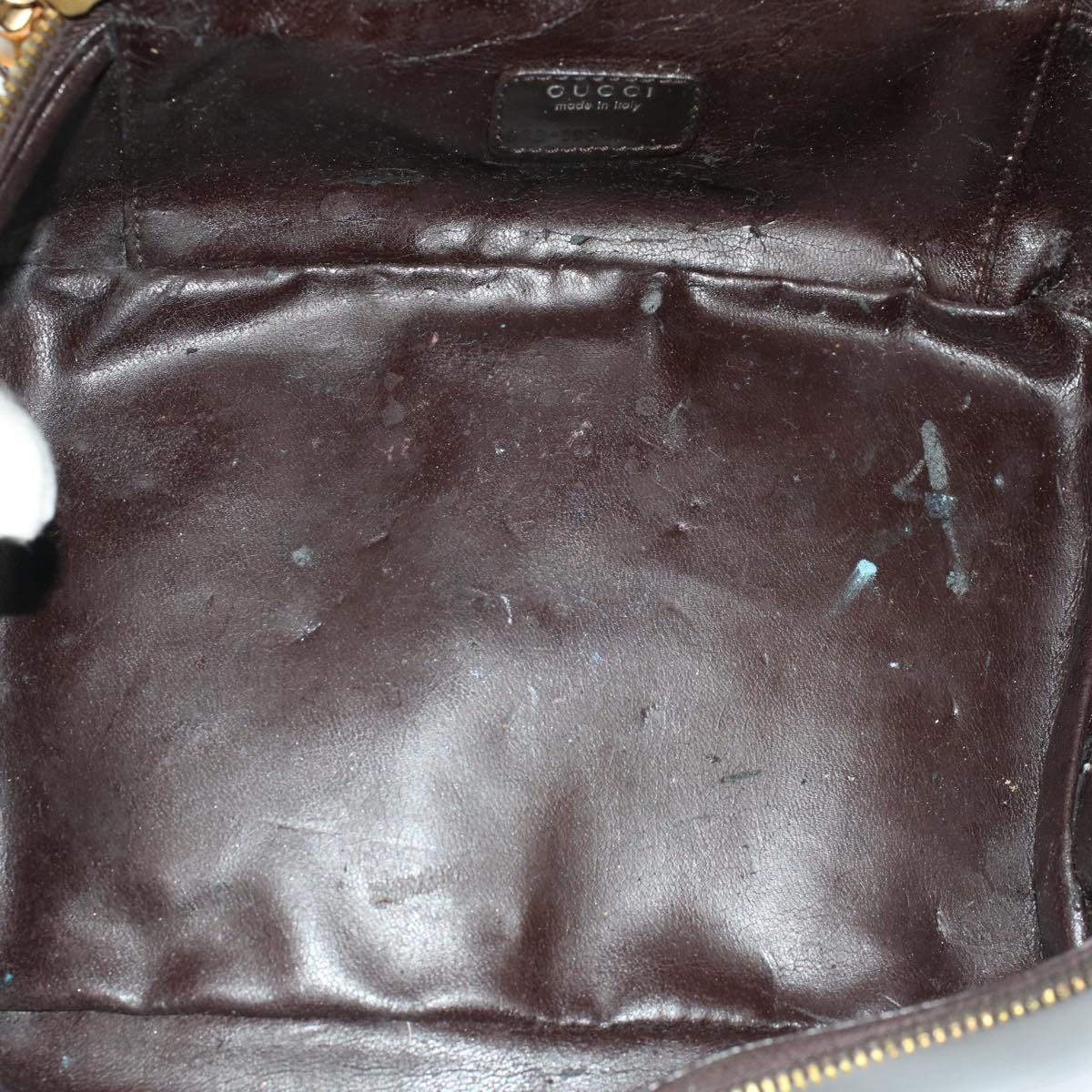 GUCCI Vanity Bamboo Cosmetic Pouch Leather Brown 032•1956 yb291