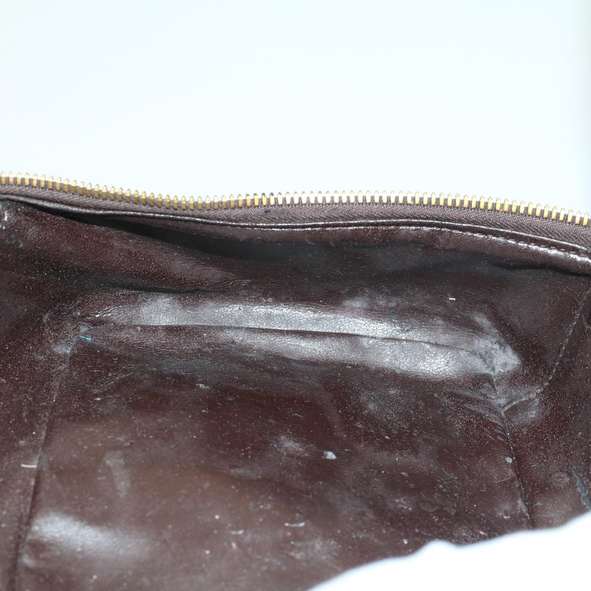 GUCCI Vanity Bamboo Cosmetic Pouch Leather Brown 032•1956 yb291