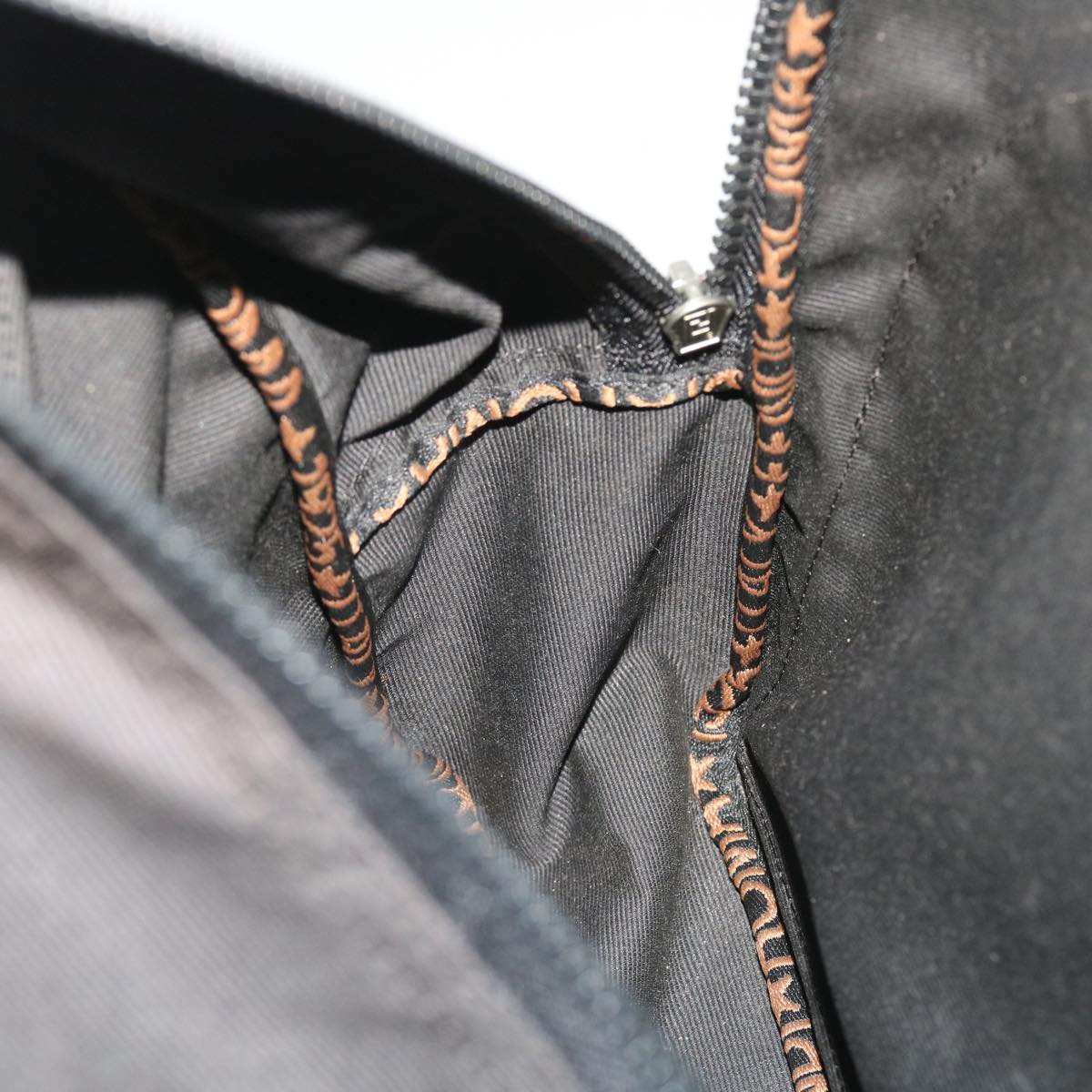 FENDI Backpack Nylon Black Brown yb325