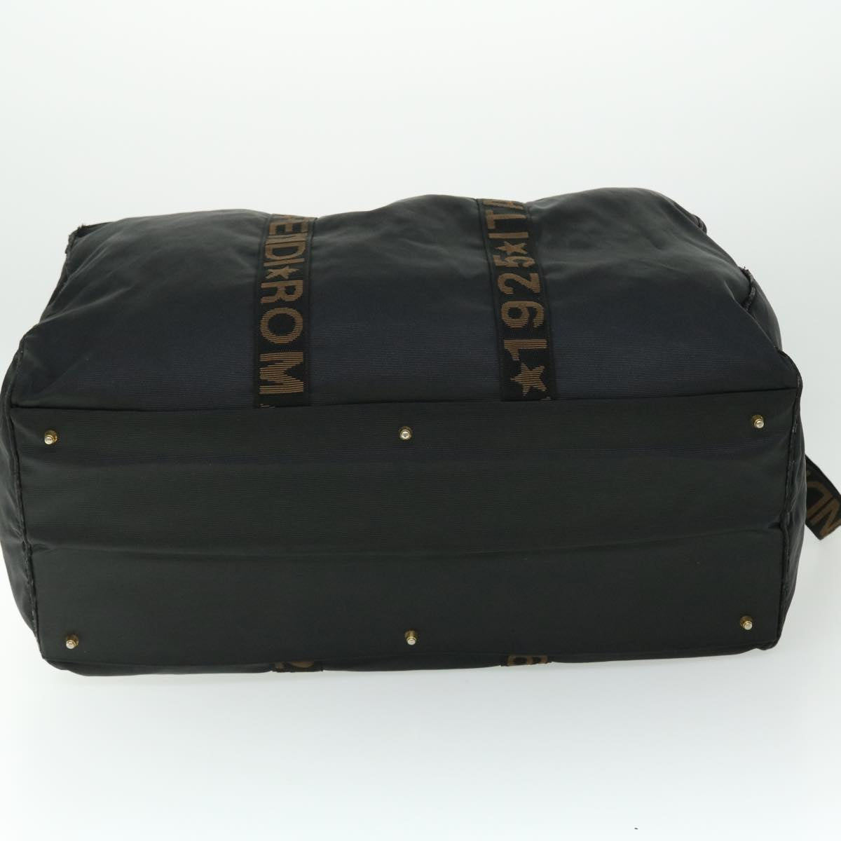 FENDI Boston Bag Nylon 2way Black Brown yb328