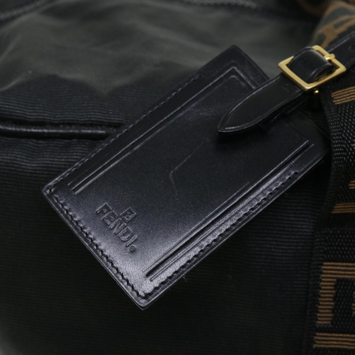 FENDI Boston Bag Nylon 2way Black Brown yb328