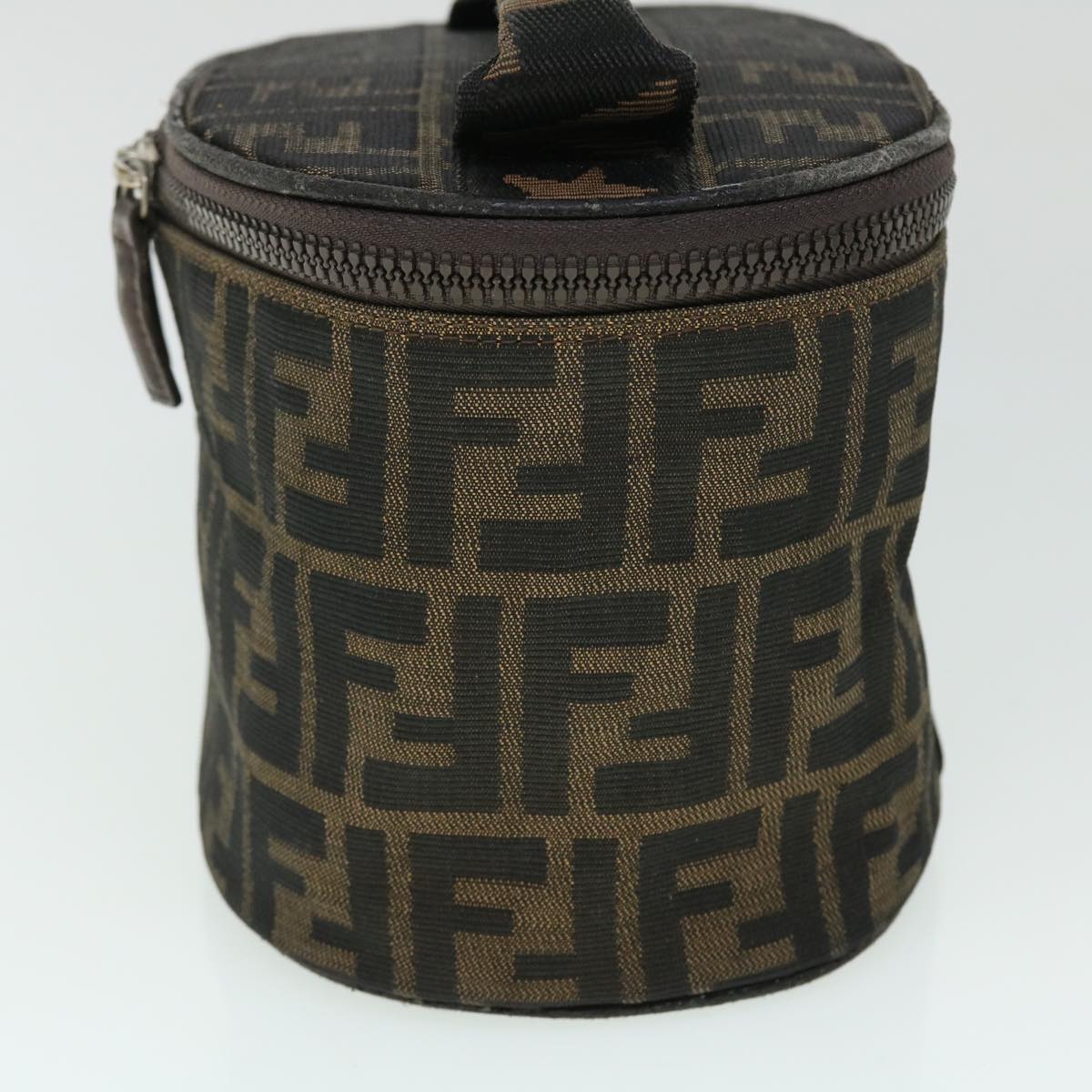 FENDI Zucca Canvas Vanity Cosmetic Pouch Nylon Brown Black yb336