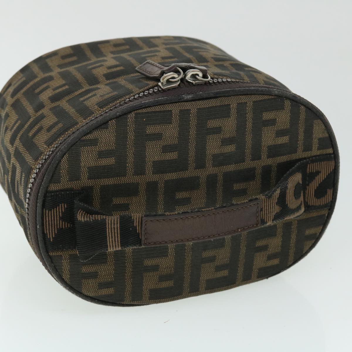 FENDI Zucca Canvas Vanity Cosmetic Pouch Nylon Brown Black yb336