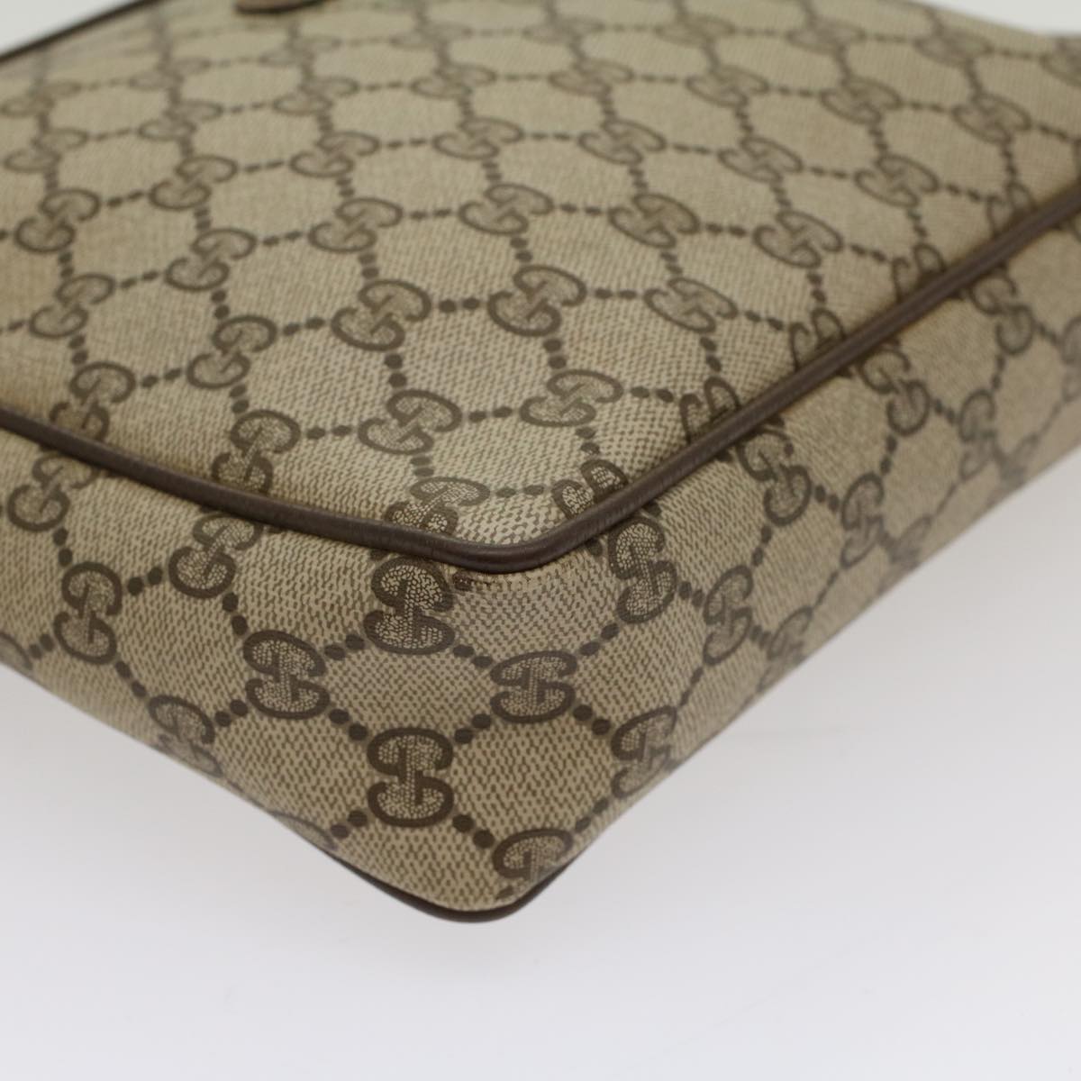 GUCCI GG Canvas Clutch Bag PVC Leather Beige yb355