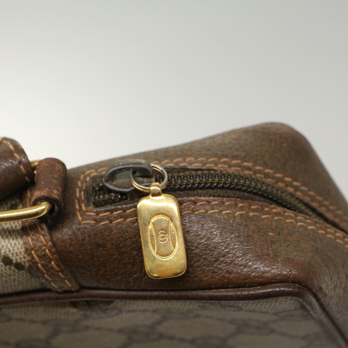 GUCCI GG Canvas Clutch Bag PVC Leather Beige yb355