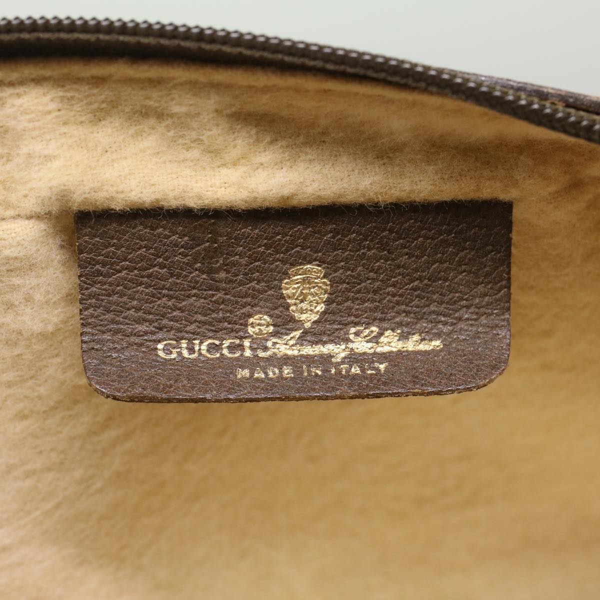 GUCCI GG Canvas Clutch Bag PVC Leather Beige yb355
