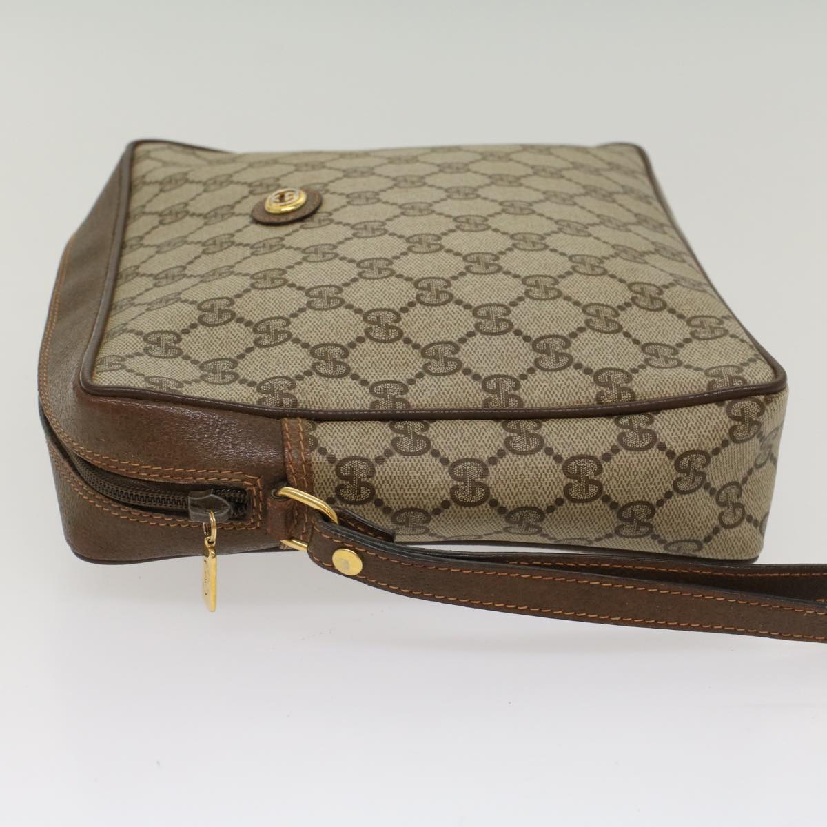 GUCCI GG Canvas Clutch Bag PVC Leather Beige yb355